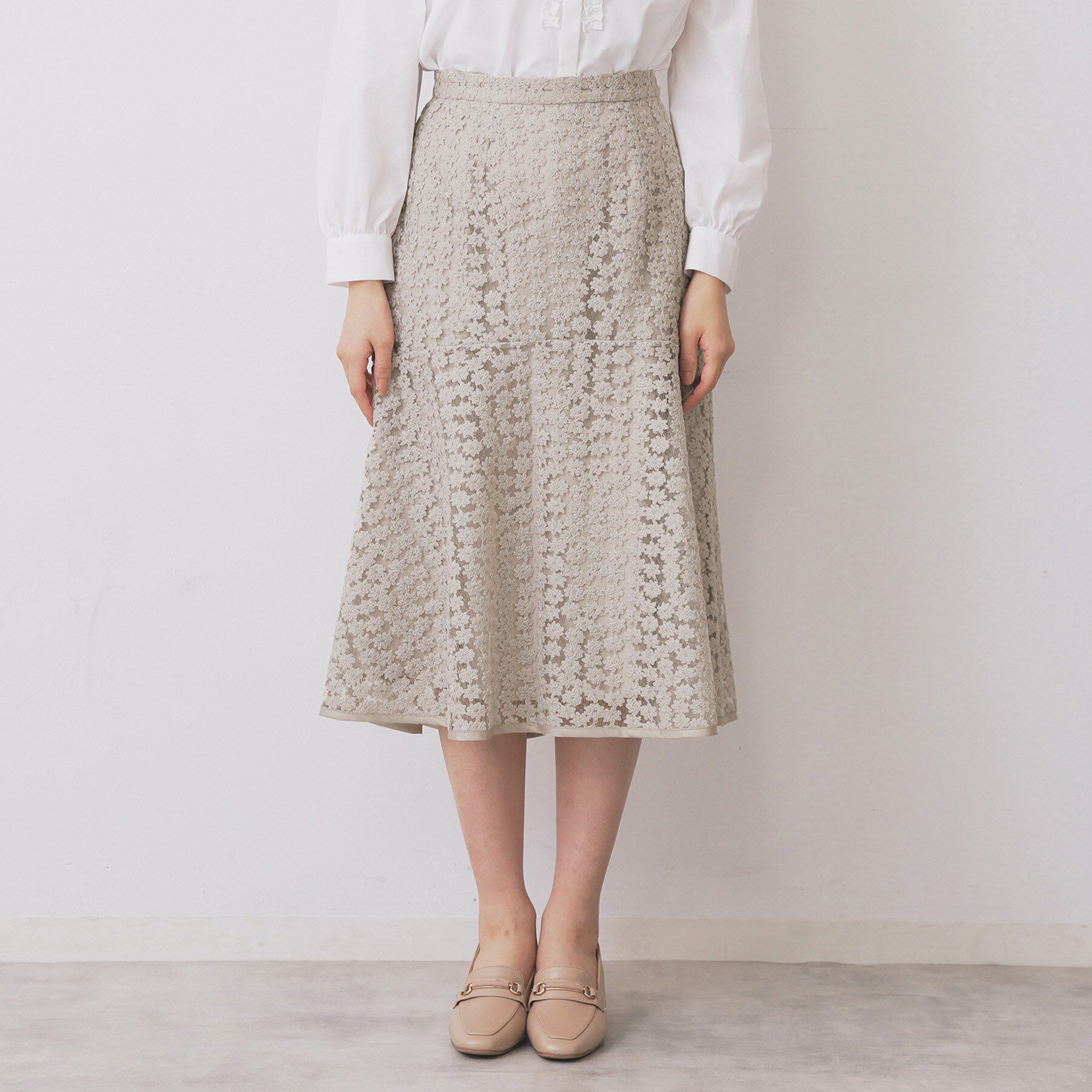 index「小花刺繍チュールマーメイドスカート【洗濯機OK／抗ピル】」|スカート|