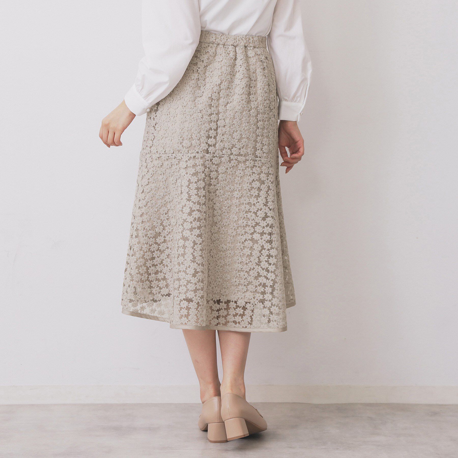 index「小花刺繍チュールマーメイドスカート【洗濯機OK／抗ピル】」|スカート|