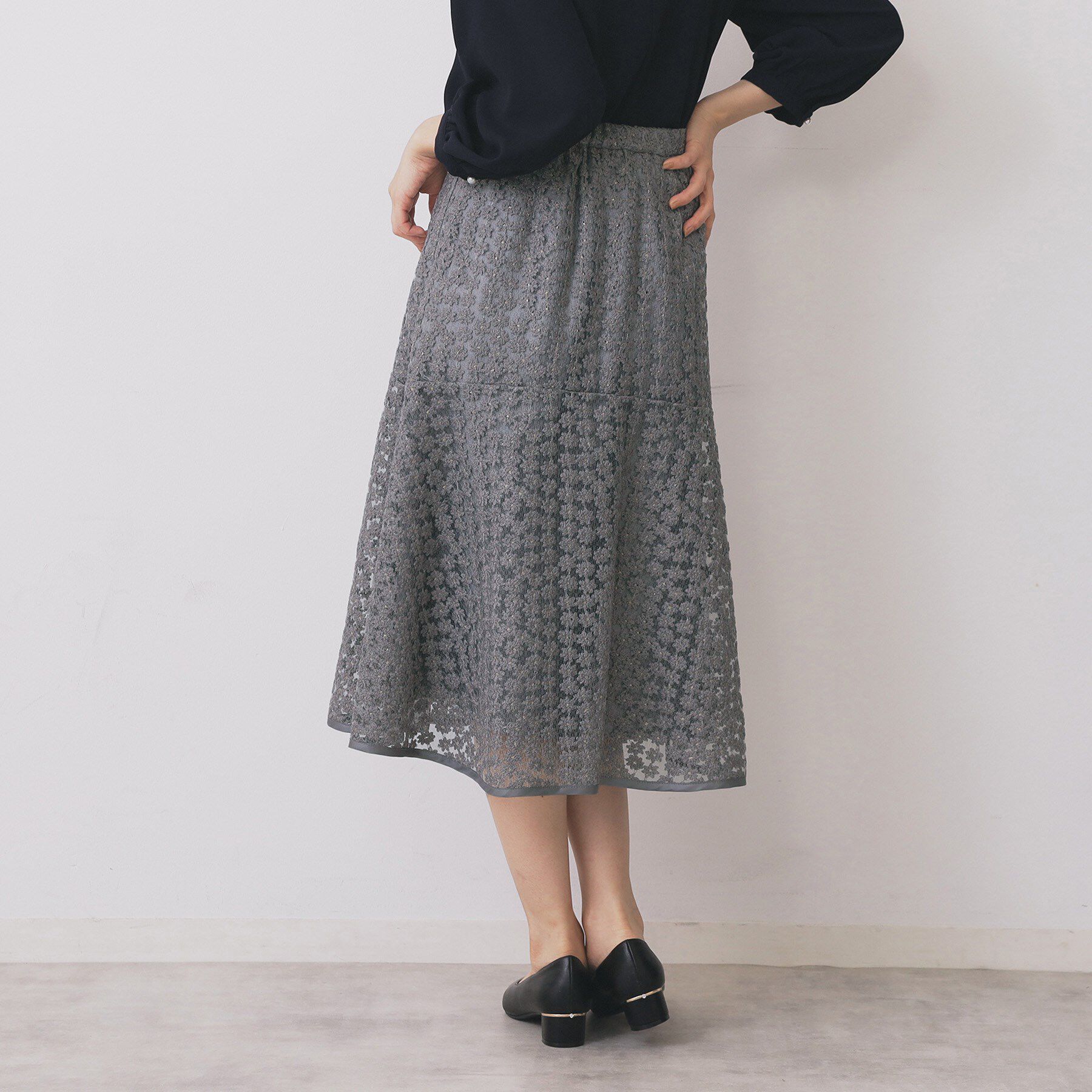 index「小花刺繍チュールマーメイドスカート【洗濯機OK／抗ピル】」|スカート|