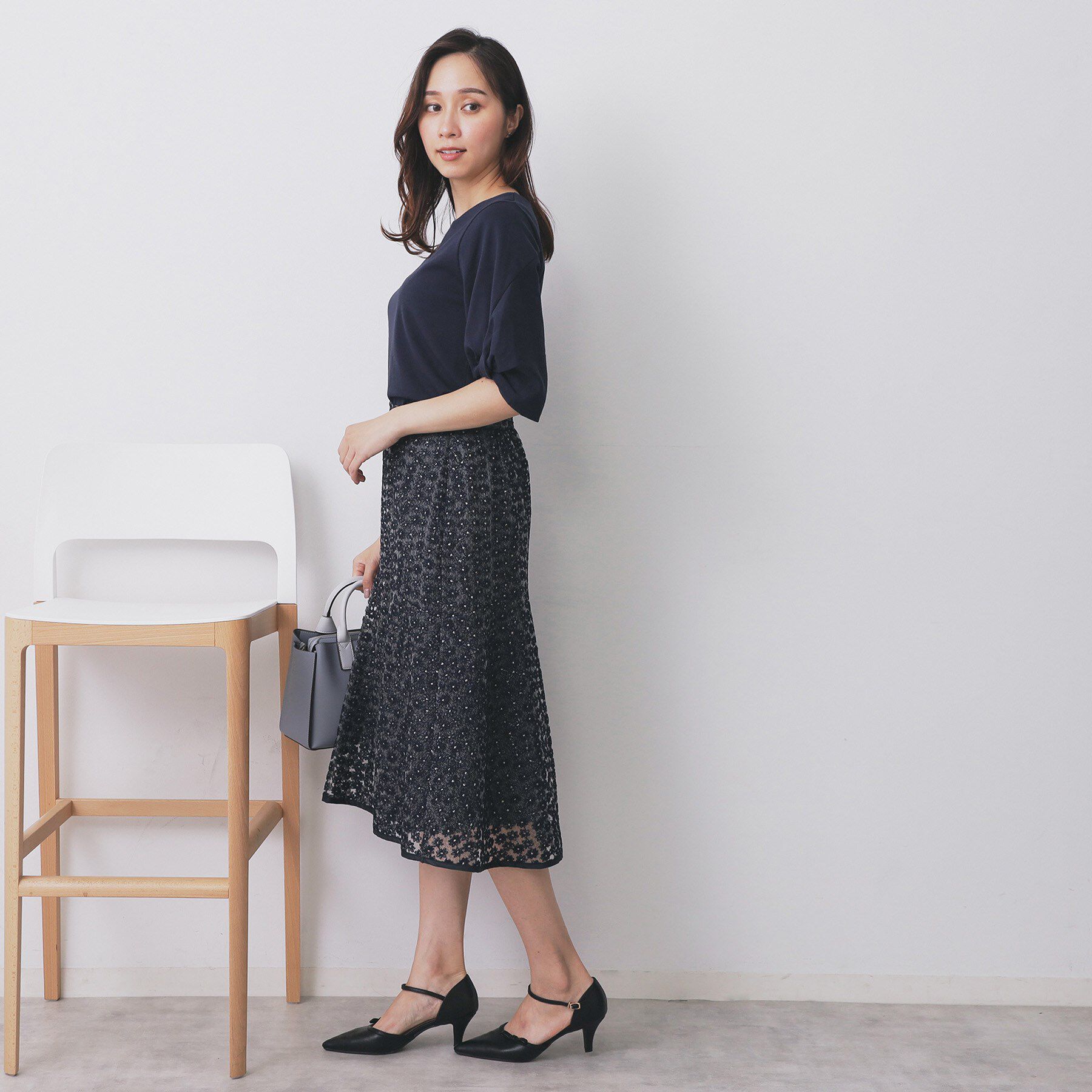index「小花刺繍チュールマーメイドスカート【洗濯機OK／抗ピル】」|スカート|