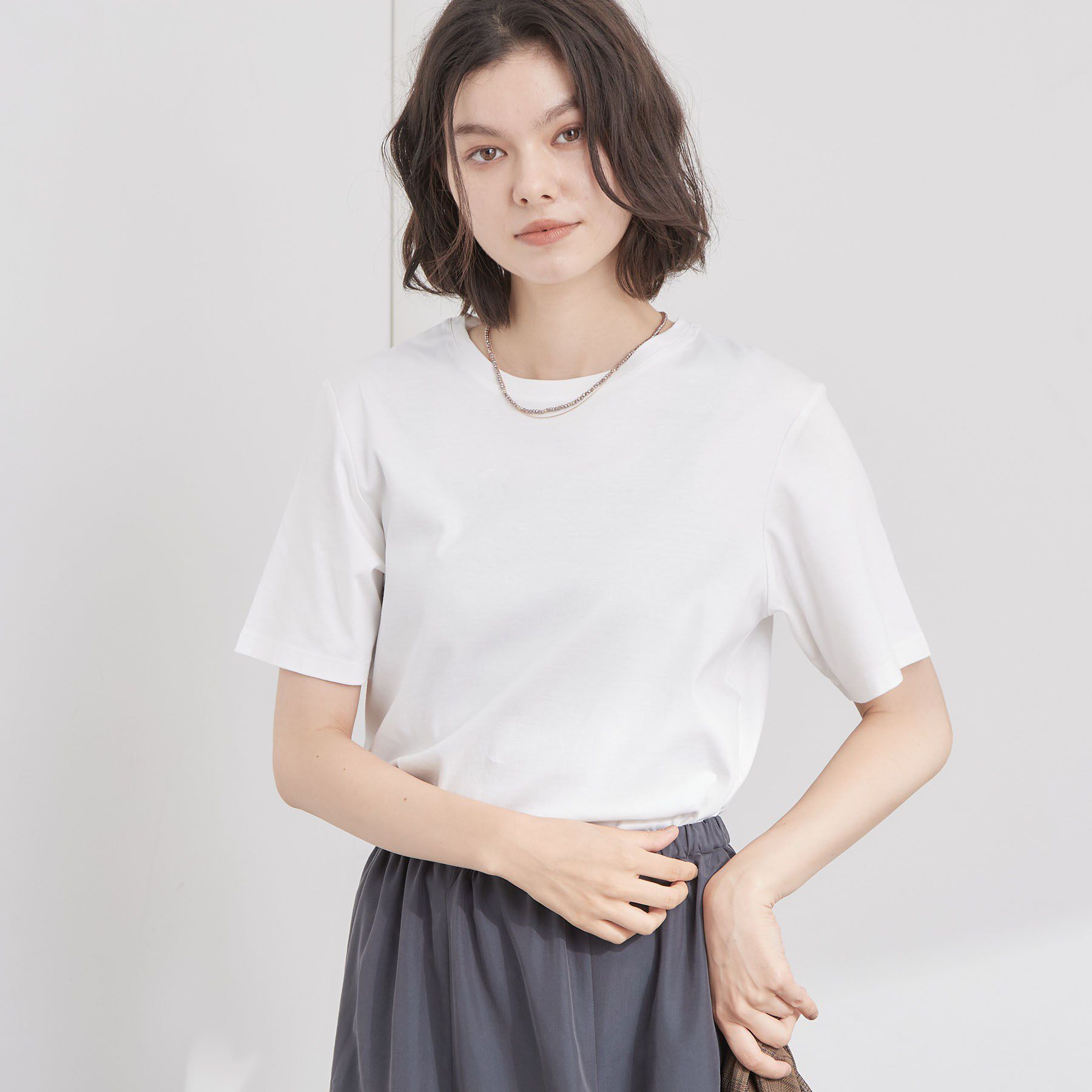 OPAQUE.CLIP「ベーシックTシャツ／オーガニックコットン混【洗濯機OK】」|Tシャツ・カットソー|
