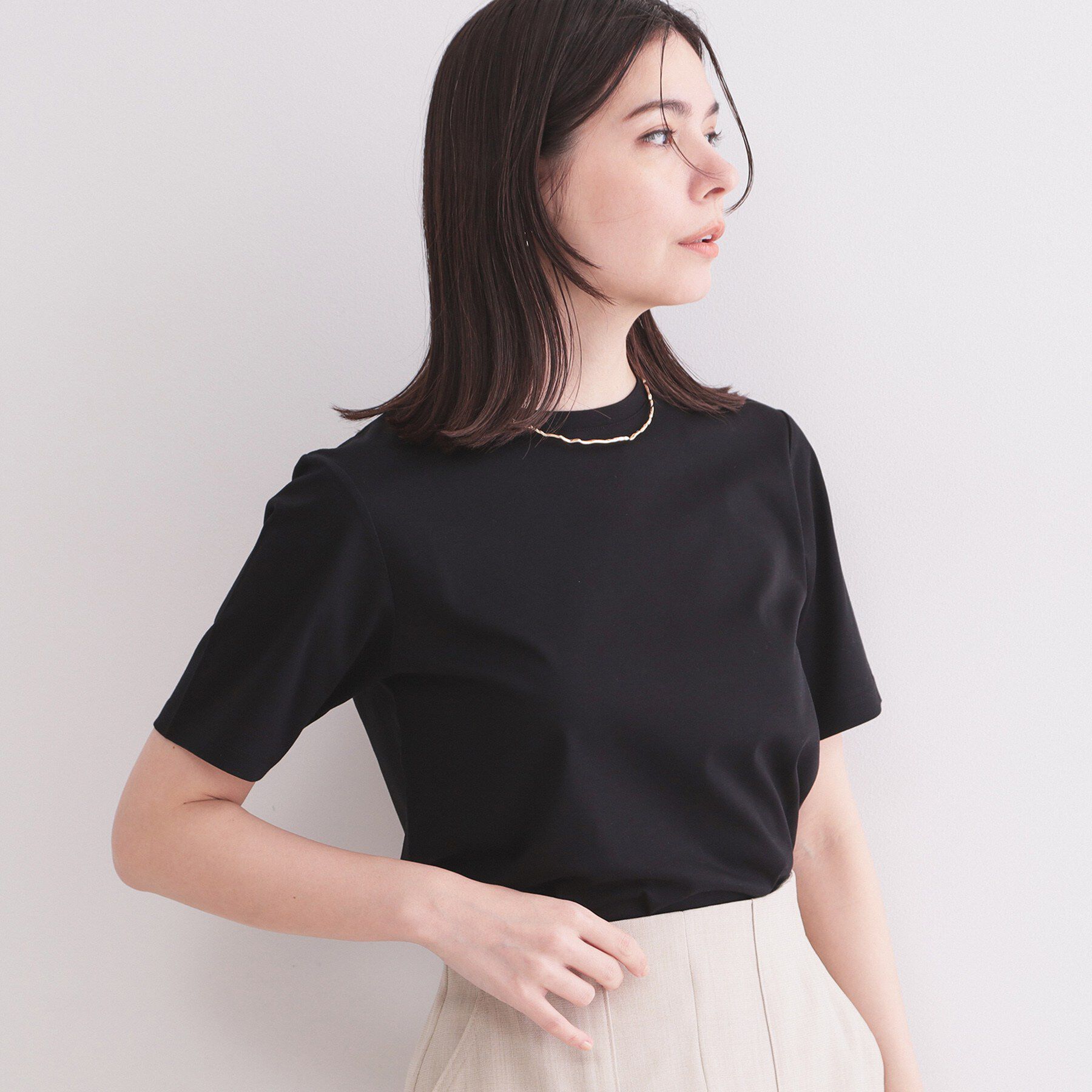 OPAQUE.CLIP「ベーシックTシャツ／オーガニックコットン混【洗濯機OK】」|Tシャツ・カットソー|