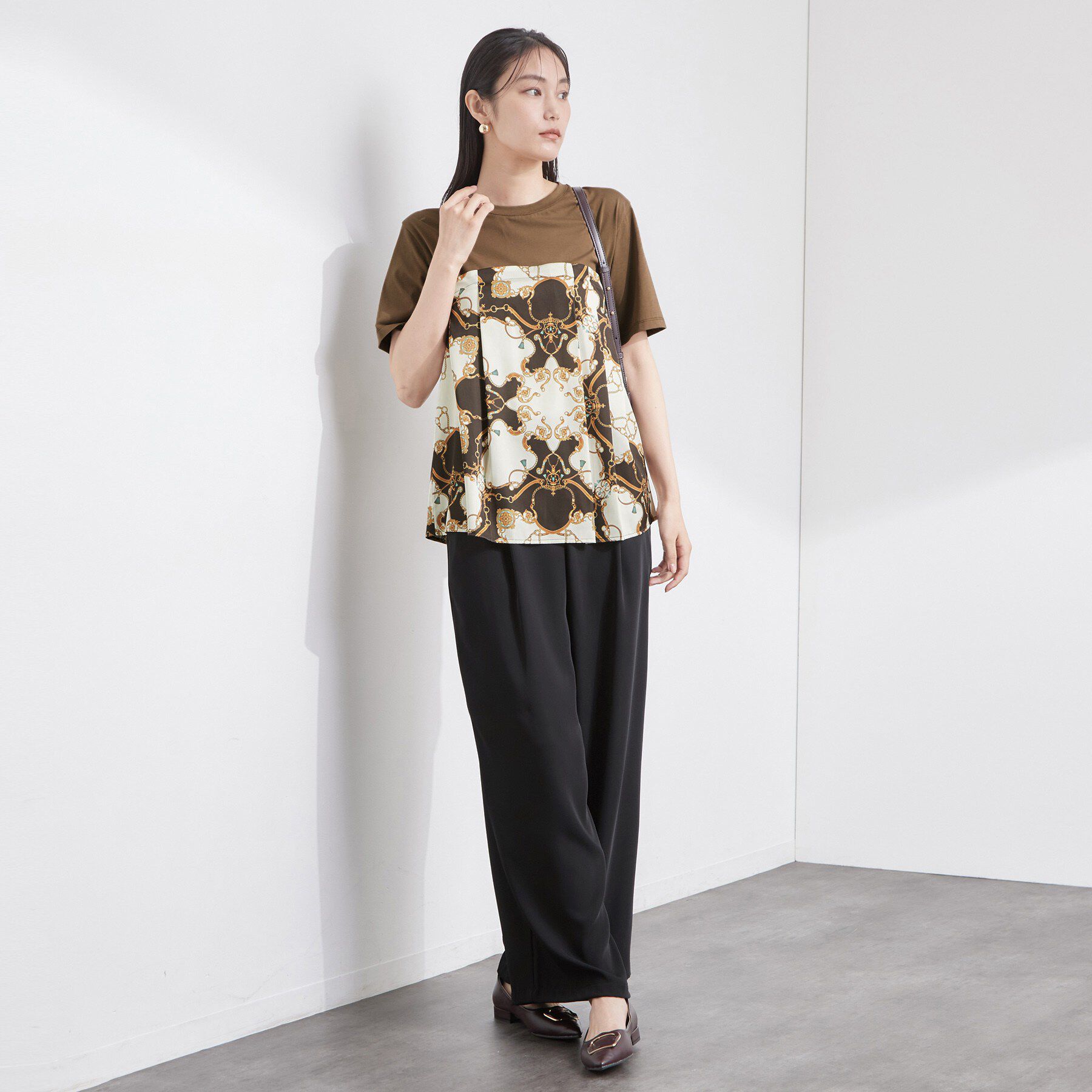 OPAQUE.CLIP「スカーフドッキング ビスチェカットソー【洗濯機OK】」|Tシャツ・カットソー|