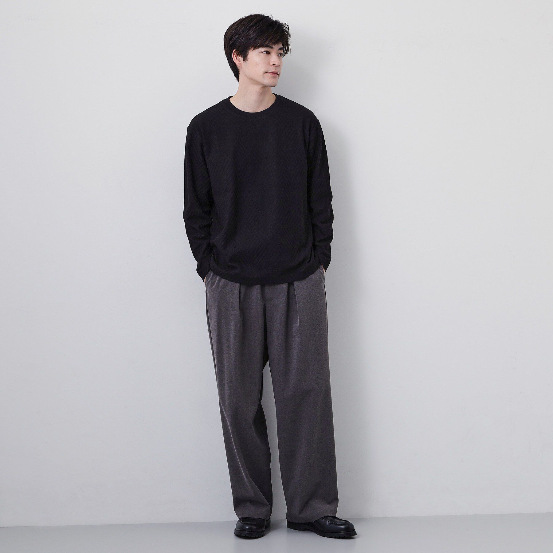 THE SHOP TK「【長く愛せる、定番ロンT】リンクスジャカード長袖Tシャツ」|Tシャツ・カットソー|