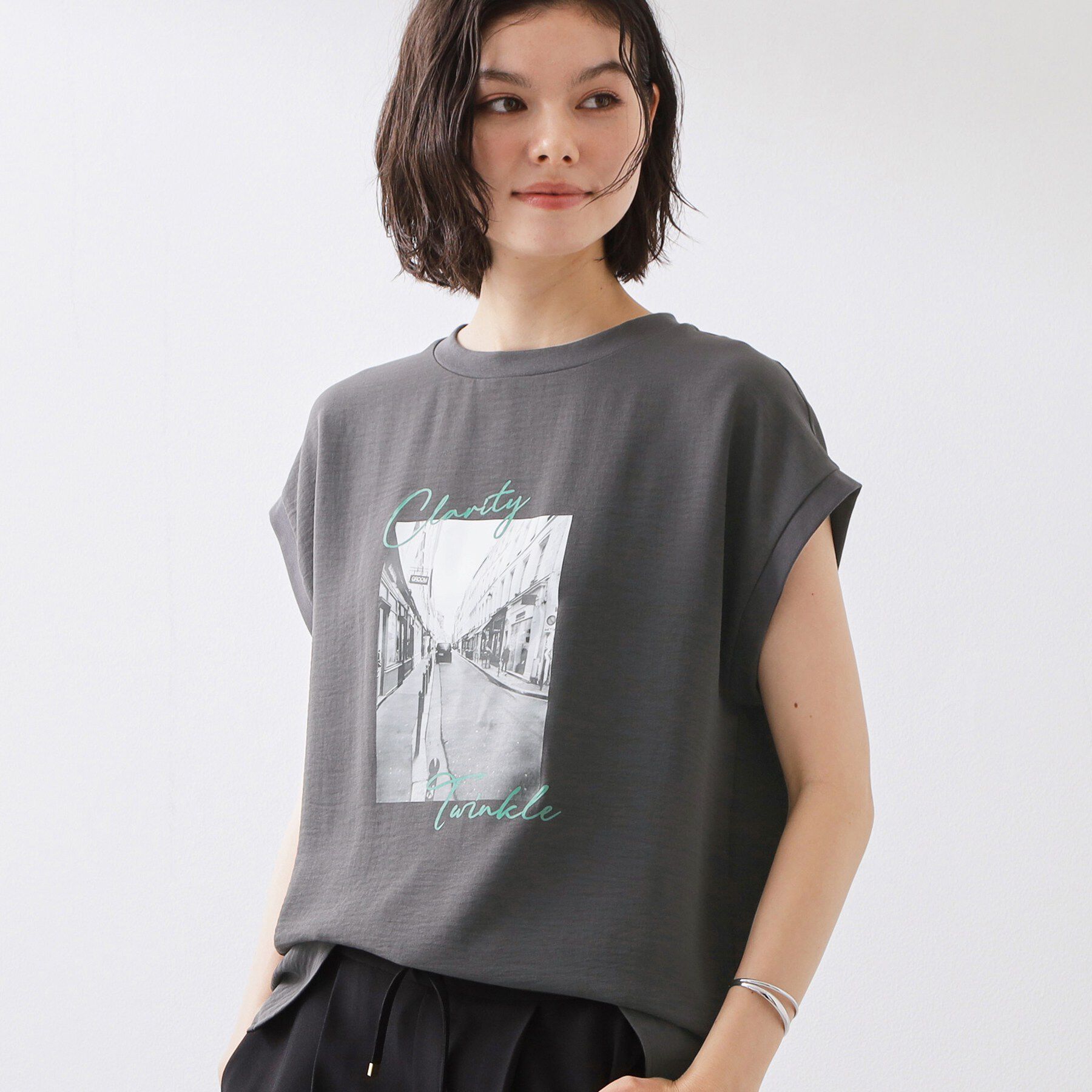 THE SHOP TK「【ひんやりさらさら】軽やかに着られる プリントTシャツ」|Tシャツ・カットソー|スミクロ(018)