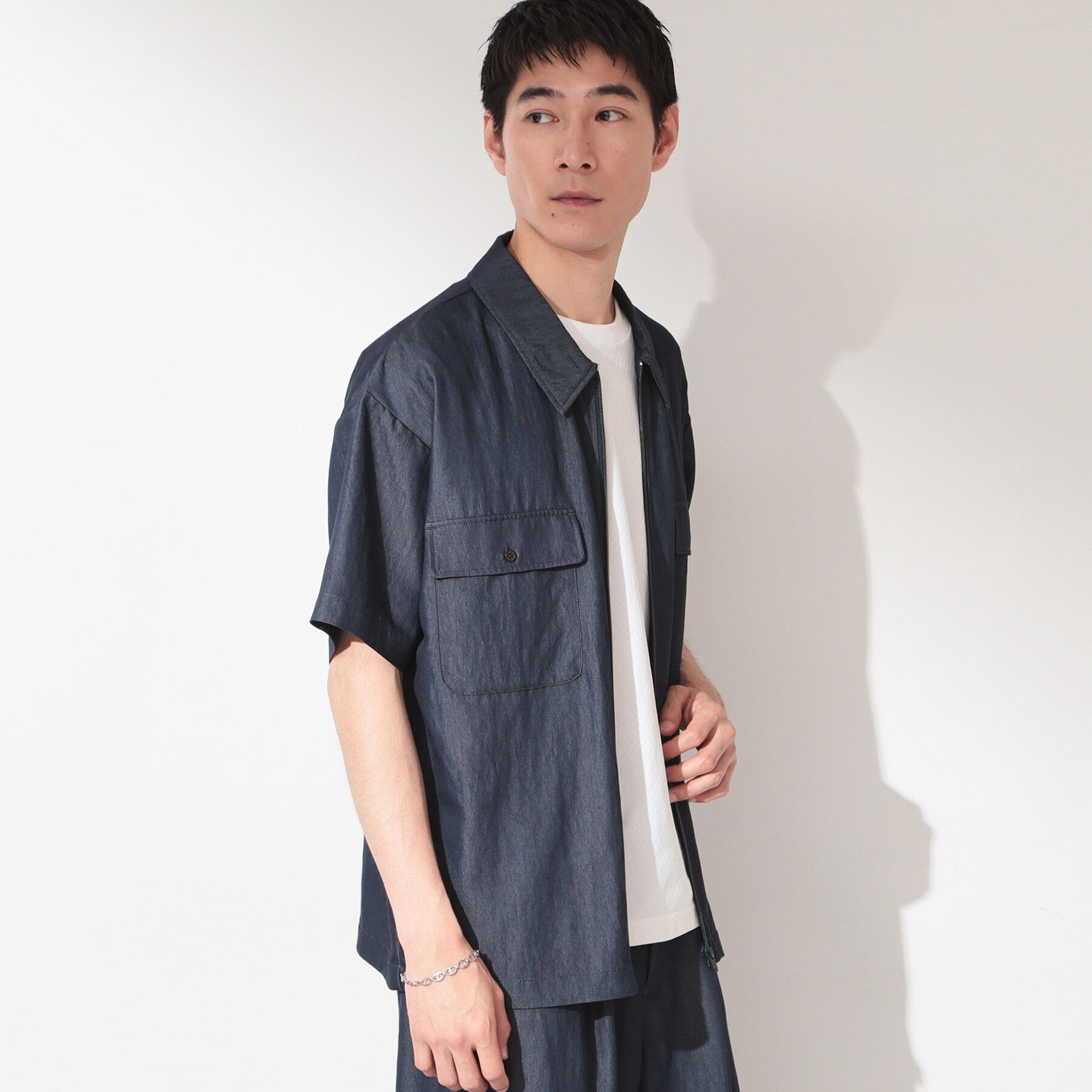 THE SHOP TK「【セットアップ可／洗濯機OK】アソート ジップ半袖シャツ」|シャツ・ブラウス|