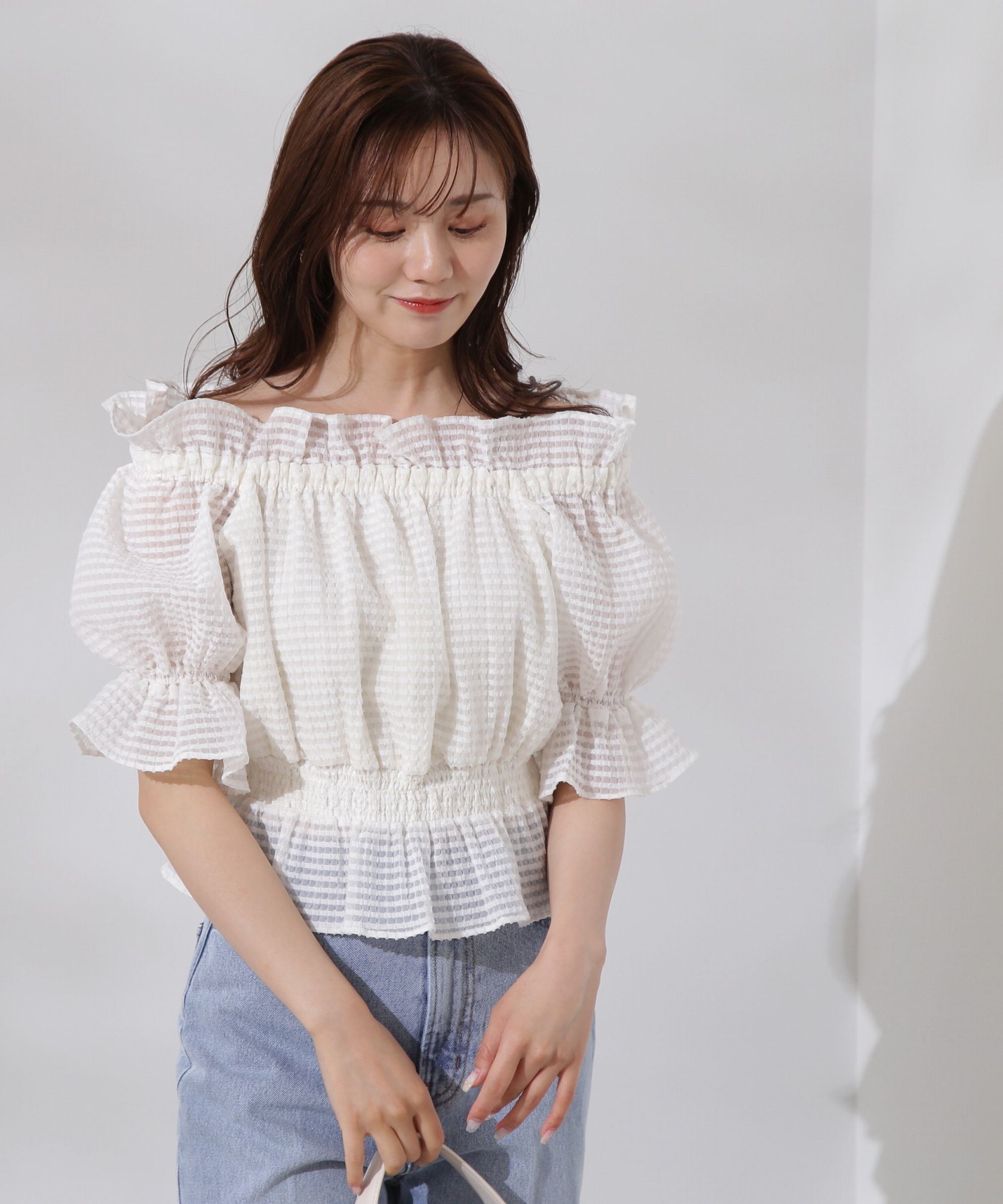 PROPORTION BODY DRESSING「シアーチェックシャーリングブラウス」|シャツ・ブラウス|