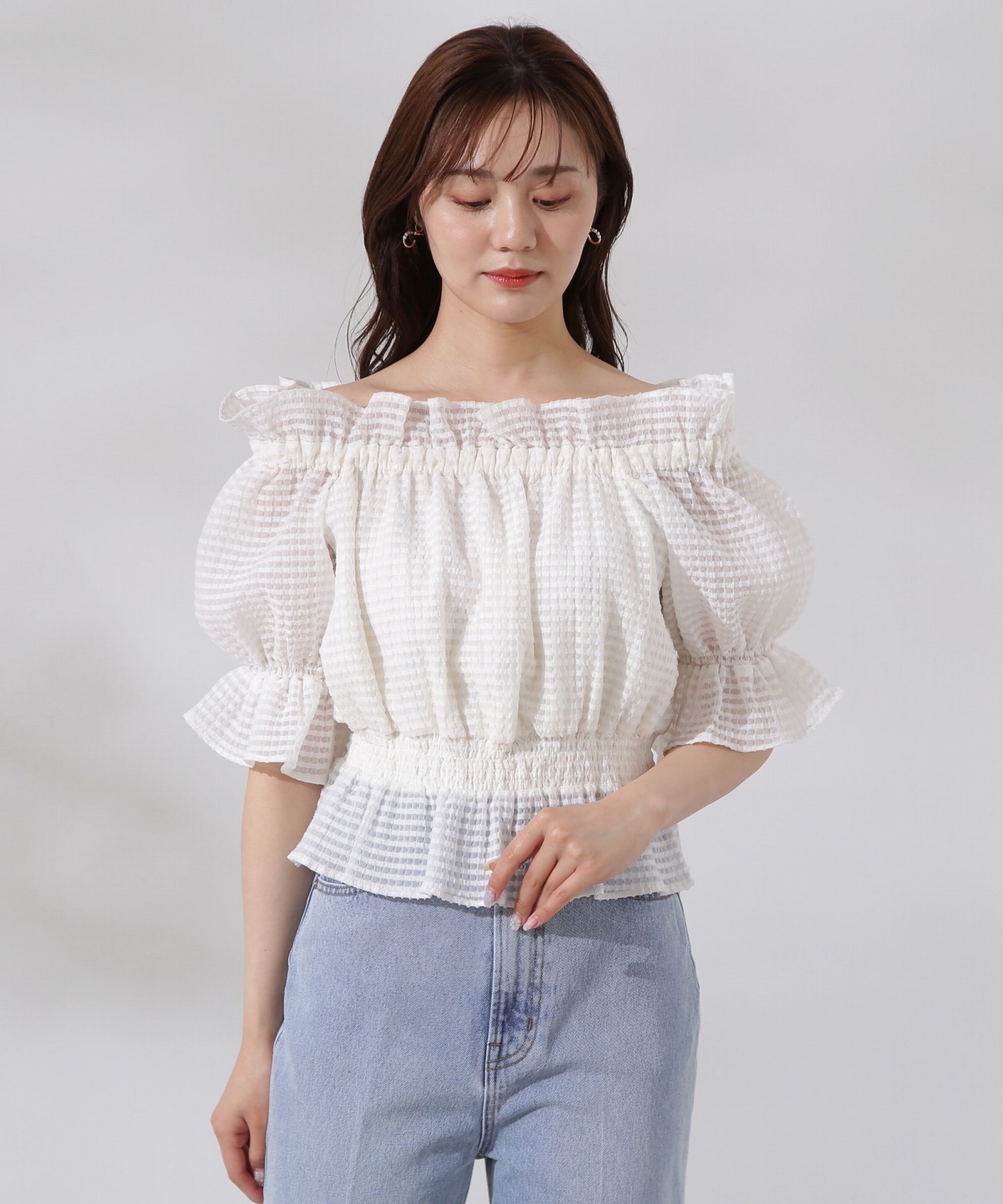 PROPORTION BODY DRESSING「シアーチェックシャーリングブラウス」|シャツ・ブラウス|