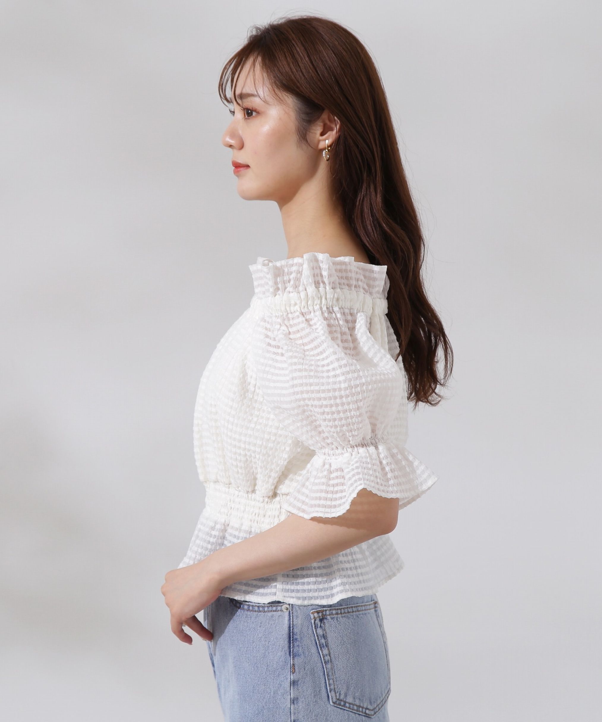 PROPORTION BODY DRESSING「シアーチェックシャーリングブラウス」|シャツ・ブラウス|