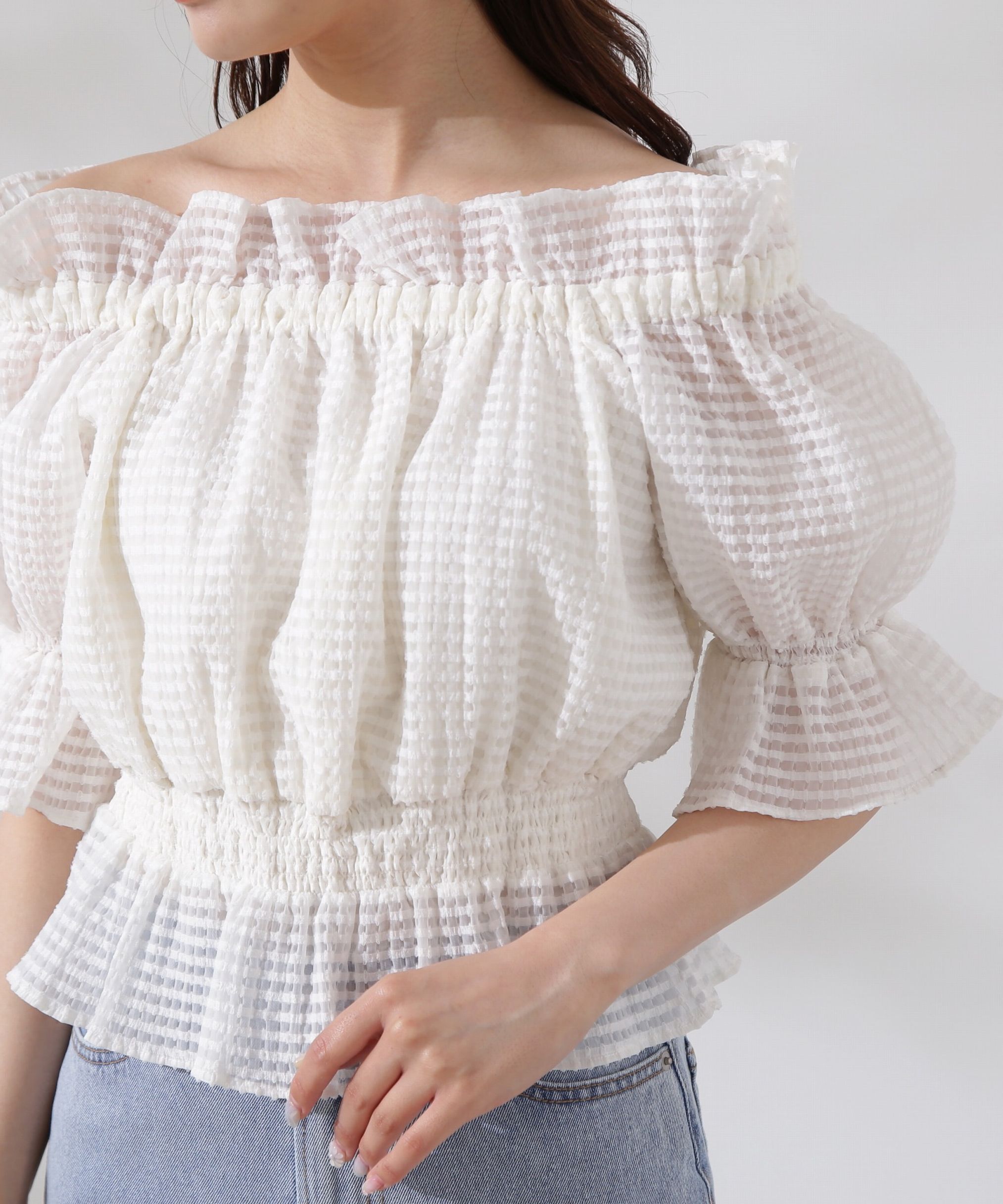 PROPORTION BODY DRESSING「シアーチェックシャーリングブラウス」|シャツ・ブラウス|