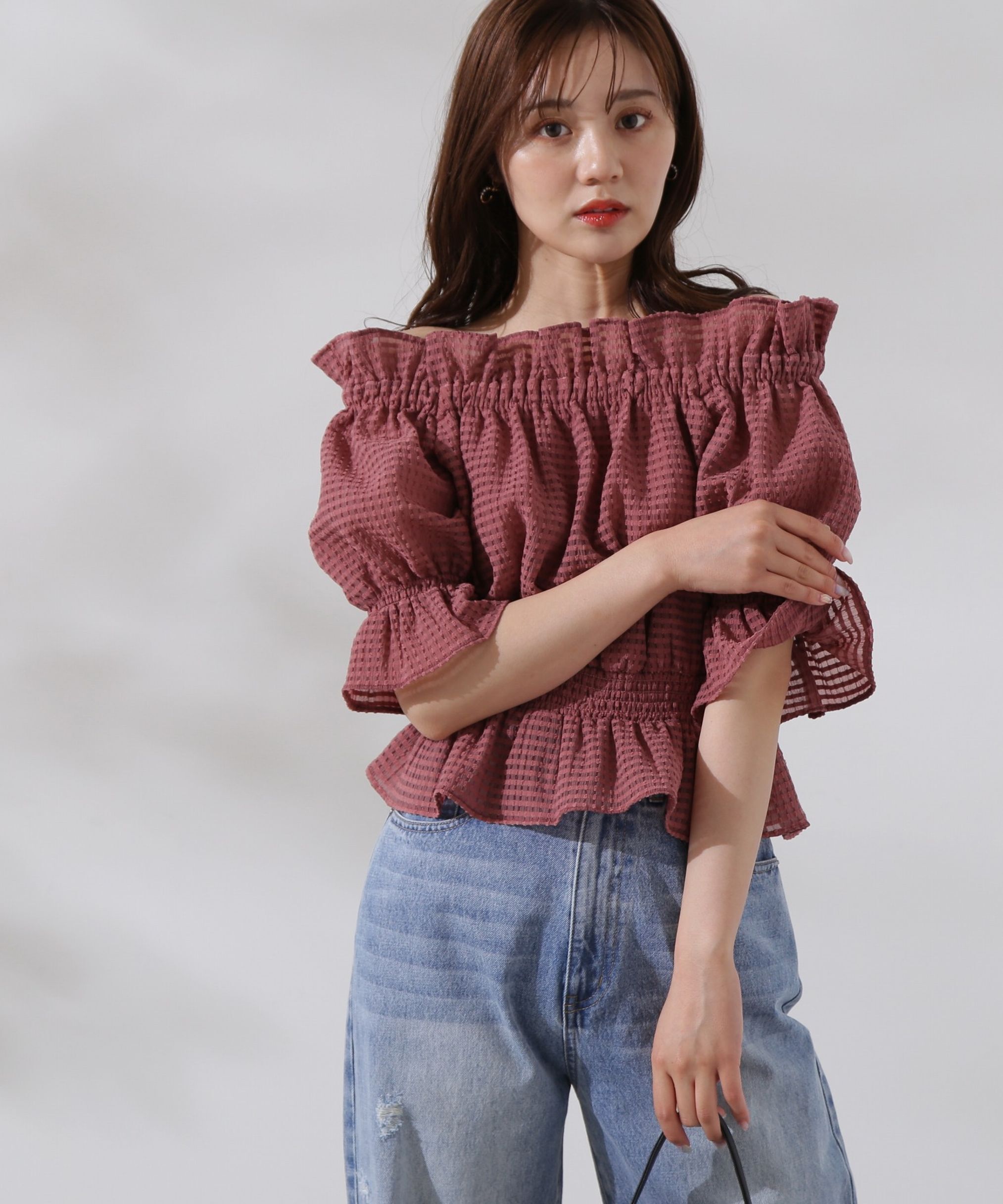 PROPORTION BODY DRESSING「シアーチェックシャーリングブラウス」|シャツ・ブラウス|