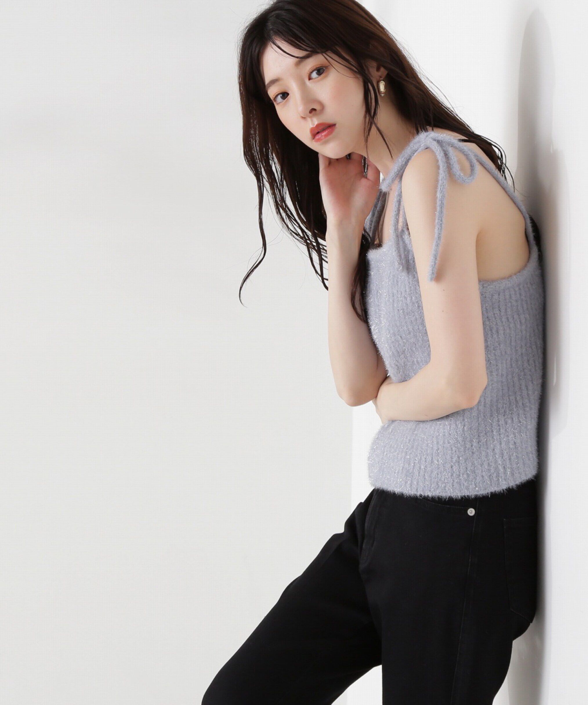 PROPORTION BODY DRESSING「シャイニーフェザーアンサンブルニット　WEB限定カラー：パープル24AW」|ニット・セーター|