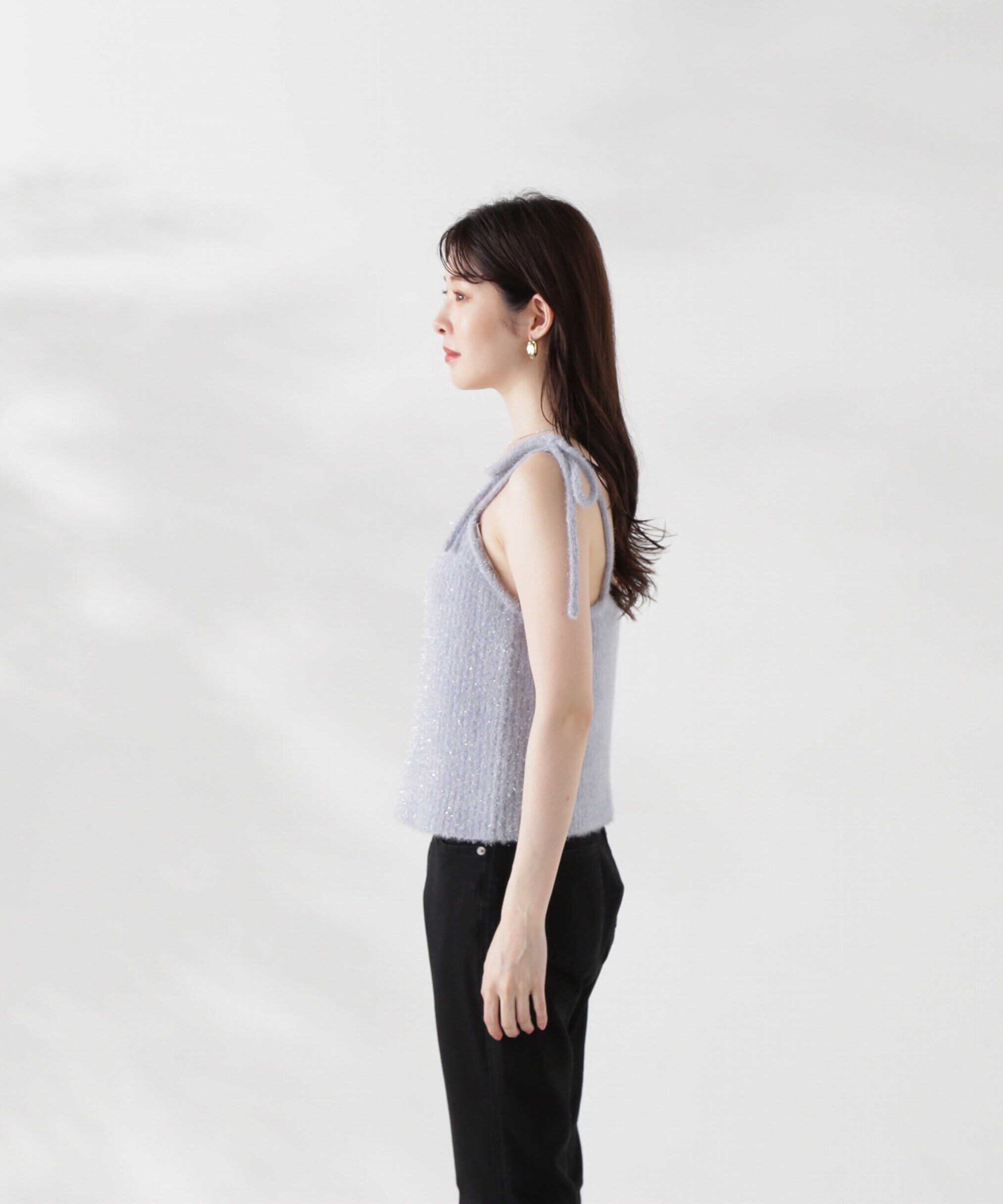 PROPORTION BODY DRESSING「シャイニーフェザーアンサンブルニット　WEB限定カラー：パープル24AW」|ニット・セーター|
