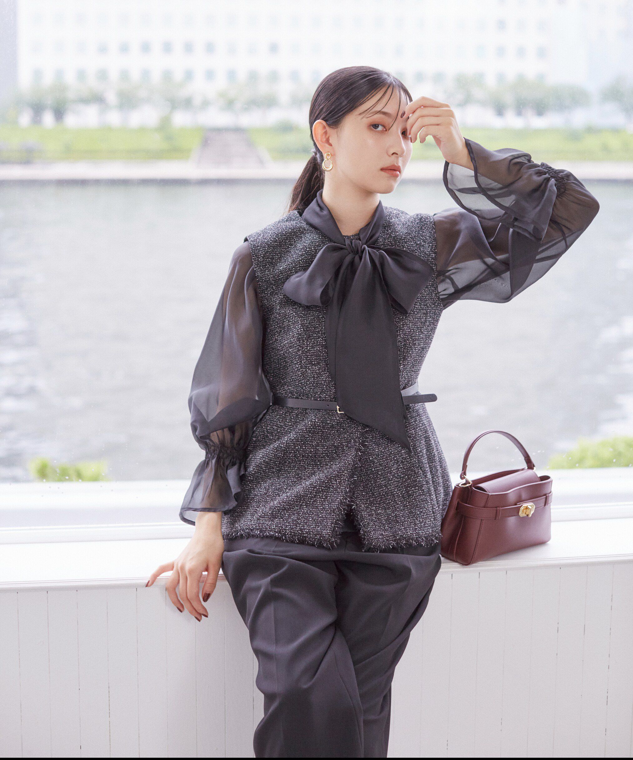 PROPORTION BODY DRESSING「2wayシアーボウタイブラウス24AW」|シャツ・ブラウス|