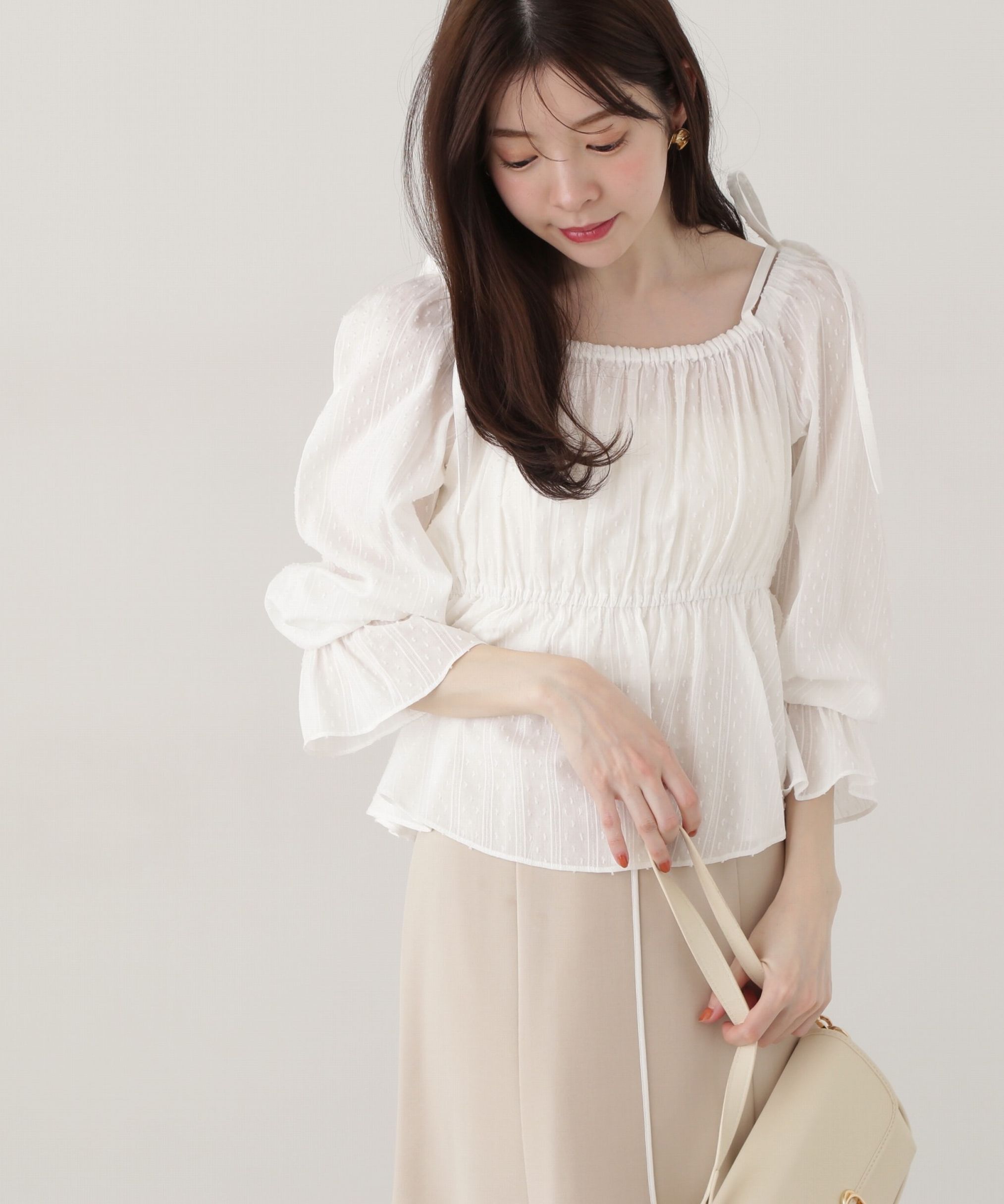 PROPORTION BODY DRESSING「ドットドビーストライプペプラムブラウス」|シャツ・ブラウス|