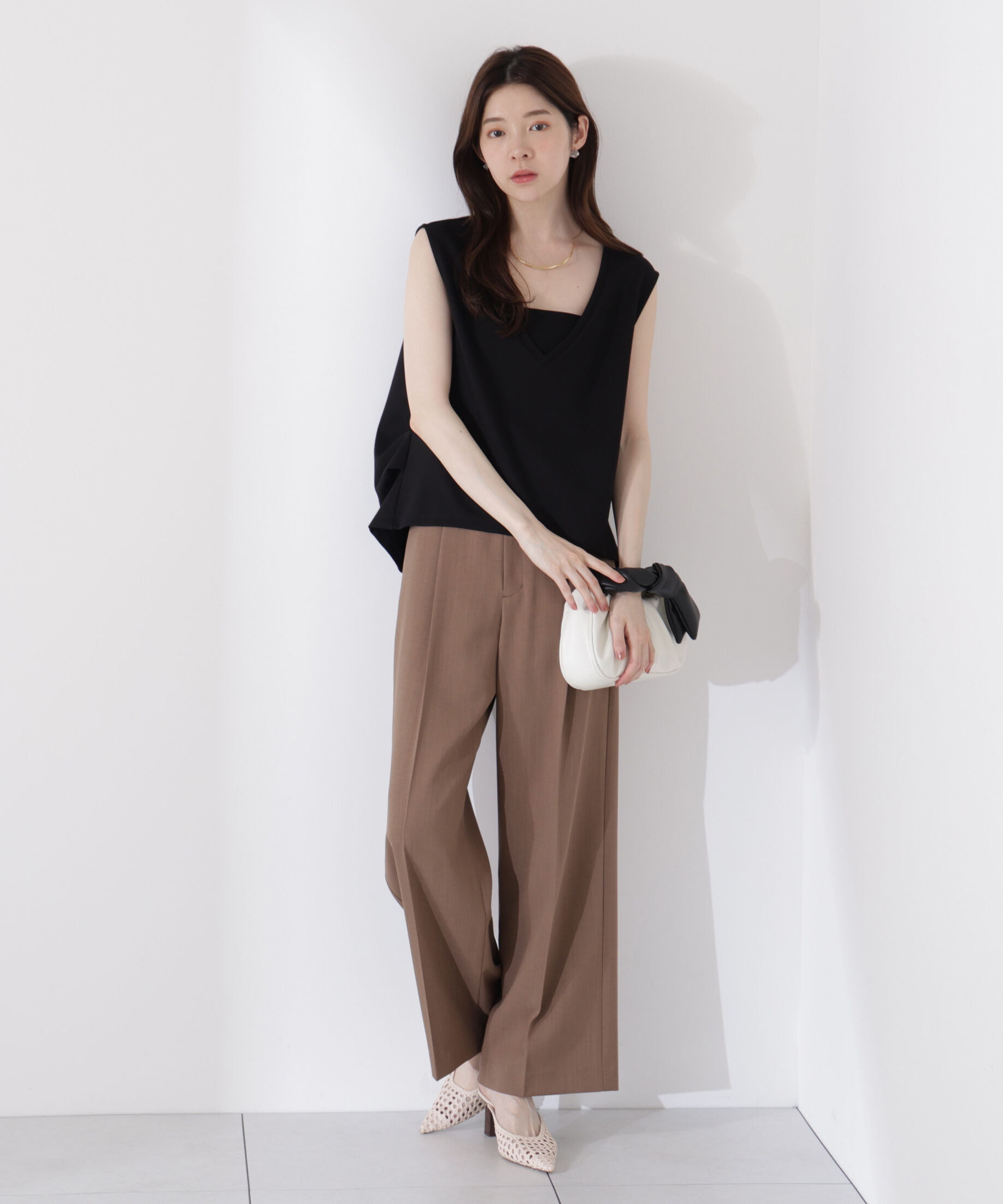 PROPORTION BODY DRESSING「＜ウォッシャブル＞Vネックフォルムカットソー」|Tシャツ・カットソー|