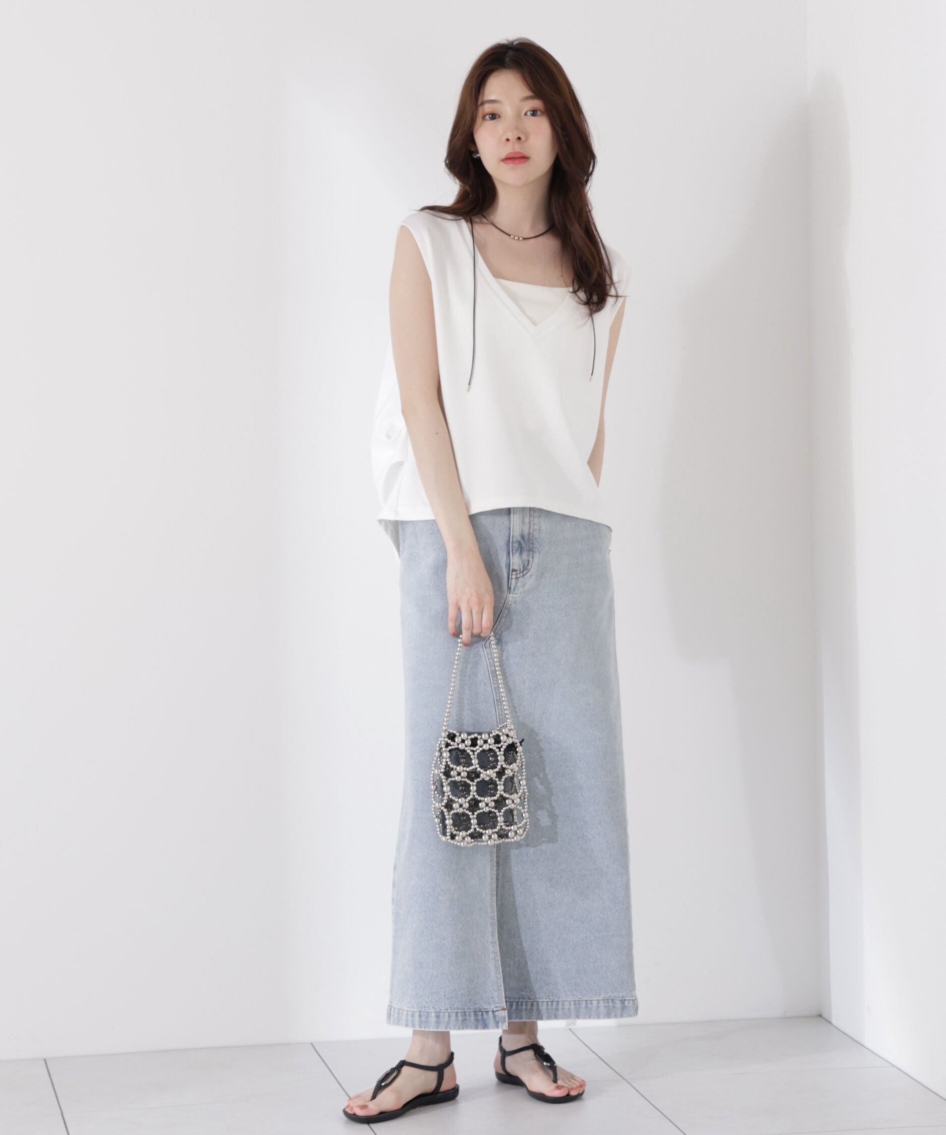 PROPORTION BODY DRESSING「＜ウォッシャブル＞Vネックフォルムカットソー」|Tシャツ・カットソー|