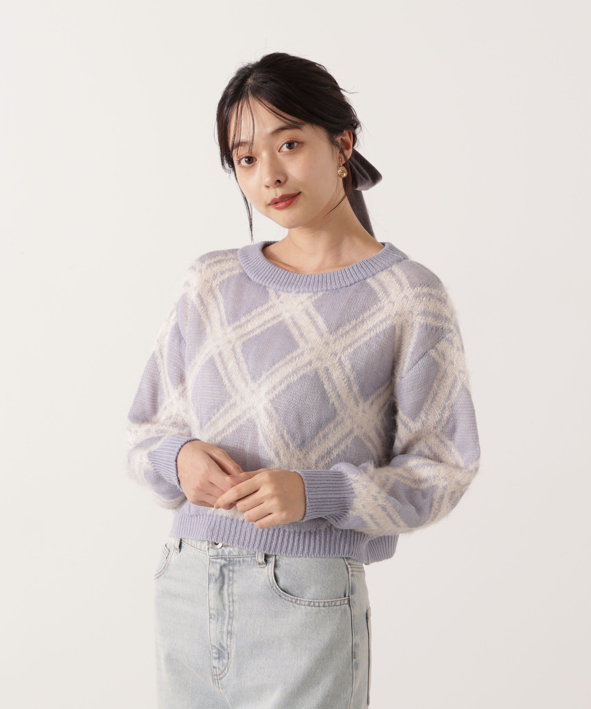 PROPORTION BODY DRESSING「ヘアリーチェックニット  25AW 」|ニット・セーター|