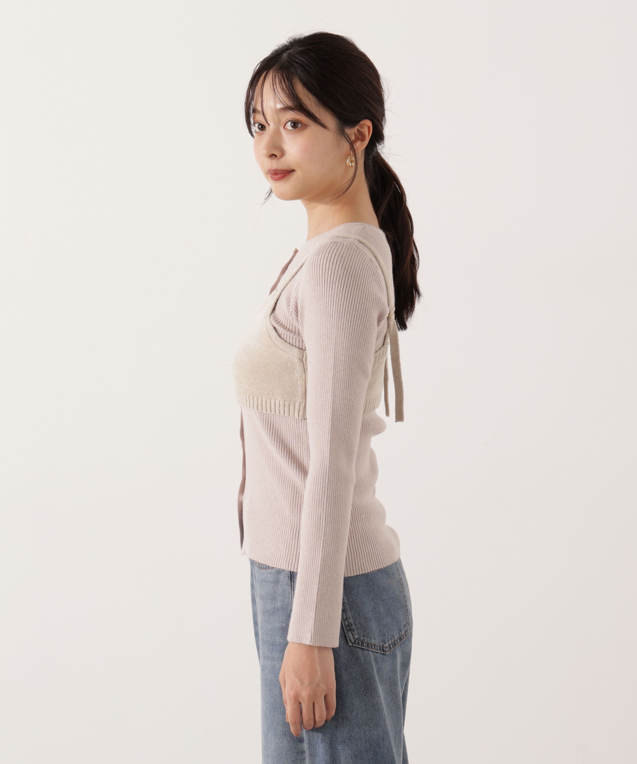 PROPORTION BODY DRESSING「レイヤードキャミ付ニット 25AW」|ニット・セーター|