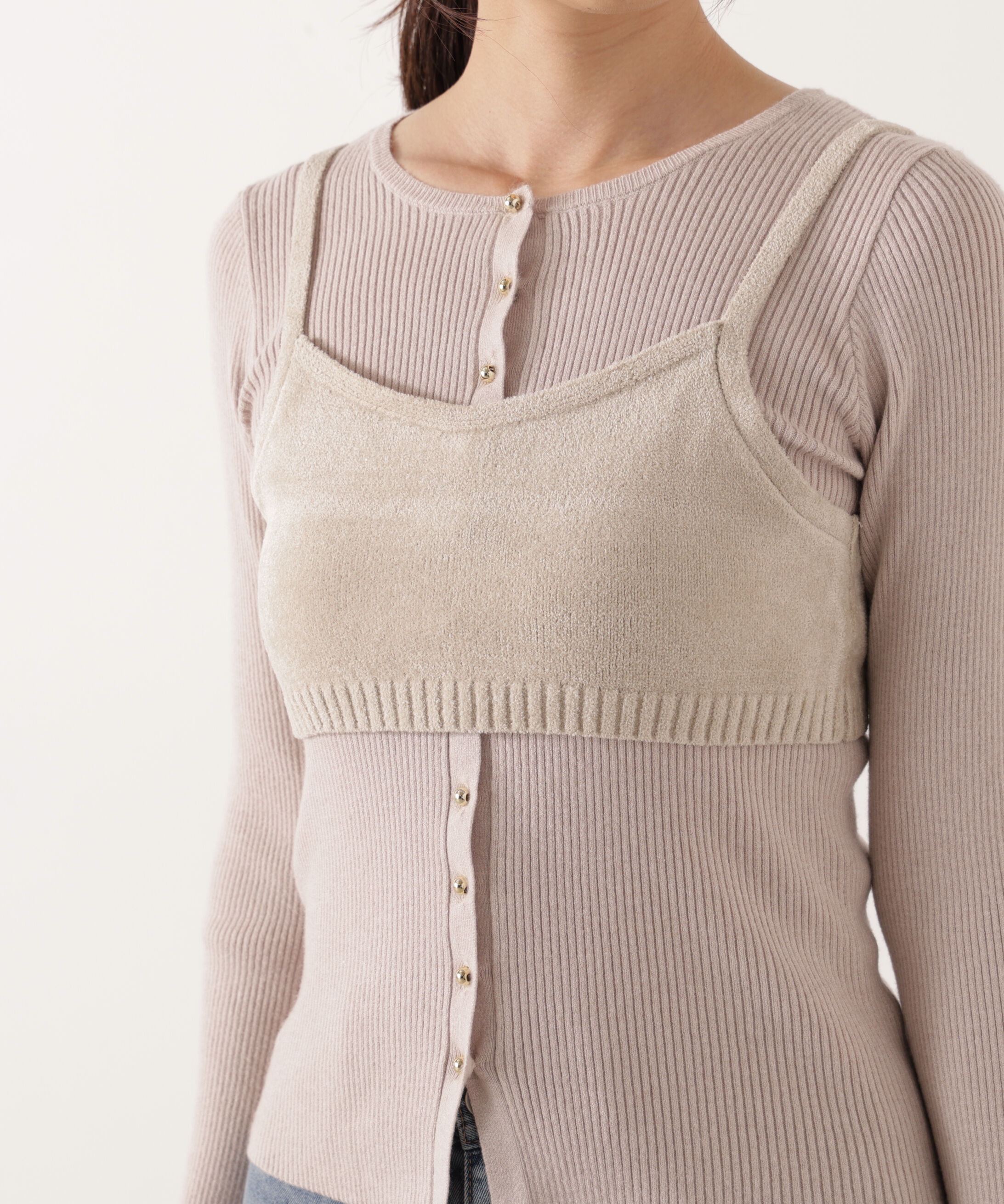 PROPORTION BODY DRESSING「レイヤードキャミ付ニット 25AW」|ニット・セーター|