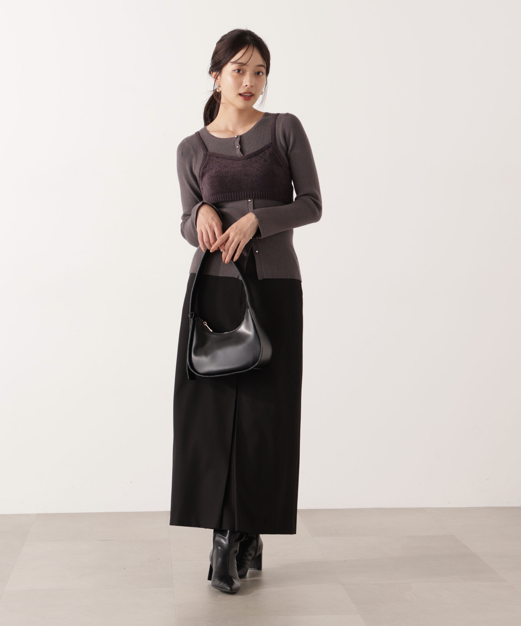 PROPORTION BODY DRESSING「レイヤードキャミ付ニット 25AW」|ニット・セーター|