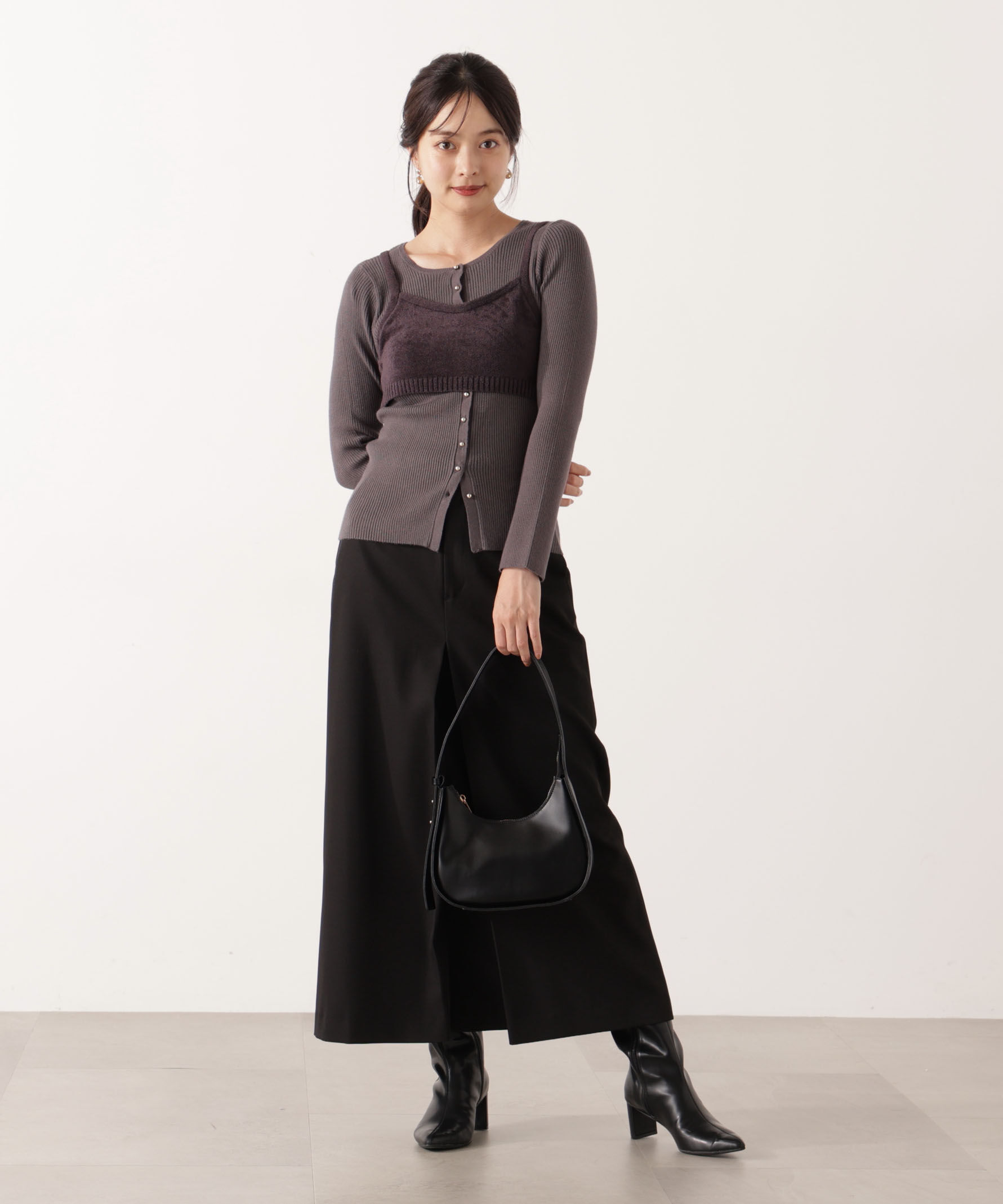 PROPORTION BODY DRESSING「レイヤードキャミ付ニット 25AW」|ニット・セーター|