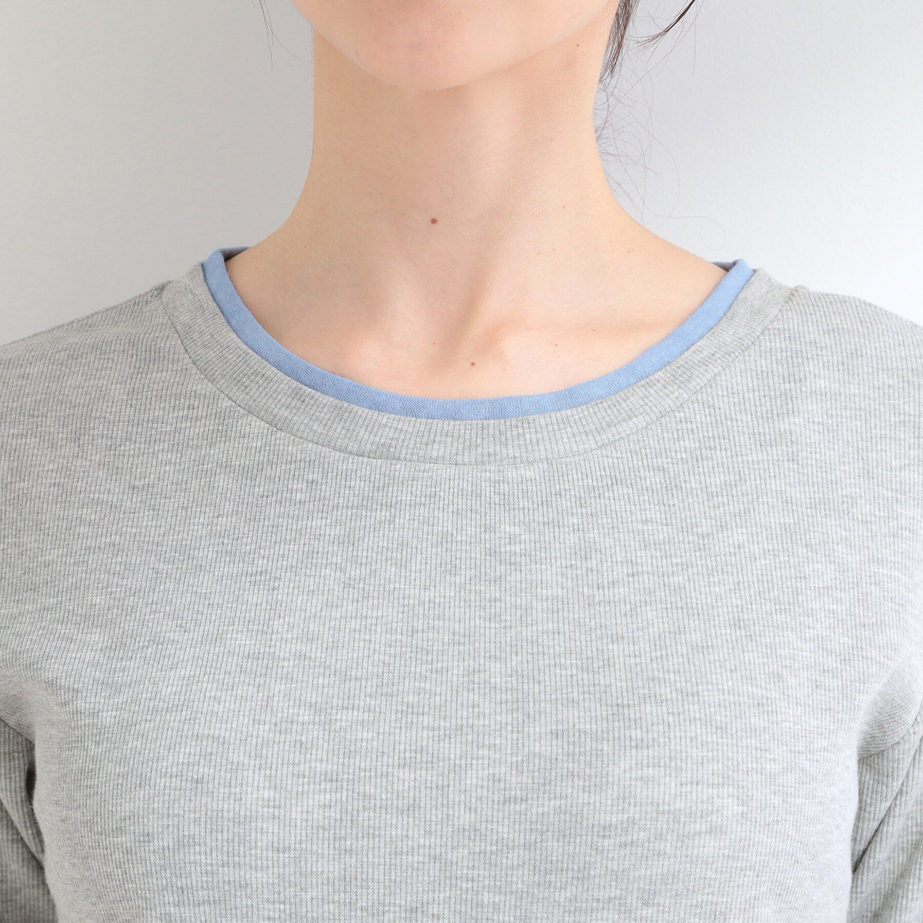 SHOO･LA･RUE「【S-LL/洗濯機可】二の腕隠れる 配色レイヤード風 5分袖Tシャツ」|Tシャツ・カットソー|