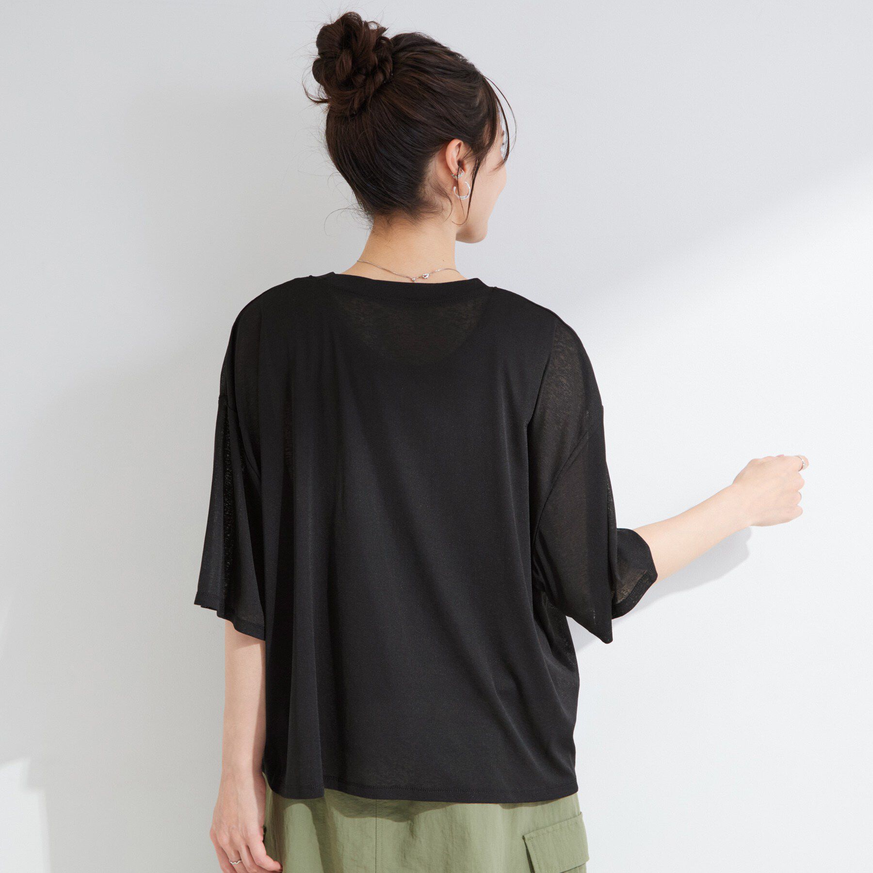 SHOO･LA･RUE「【S-LL/洗濯機可/体型カバー】ゆるっとこなれる 大人のシアースラブTシャツ」|Tシャツ・カットソー|