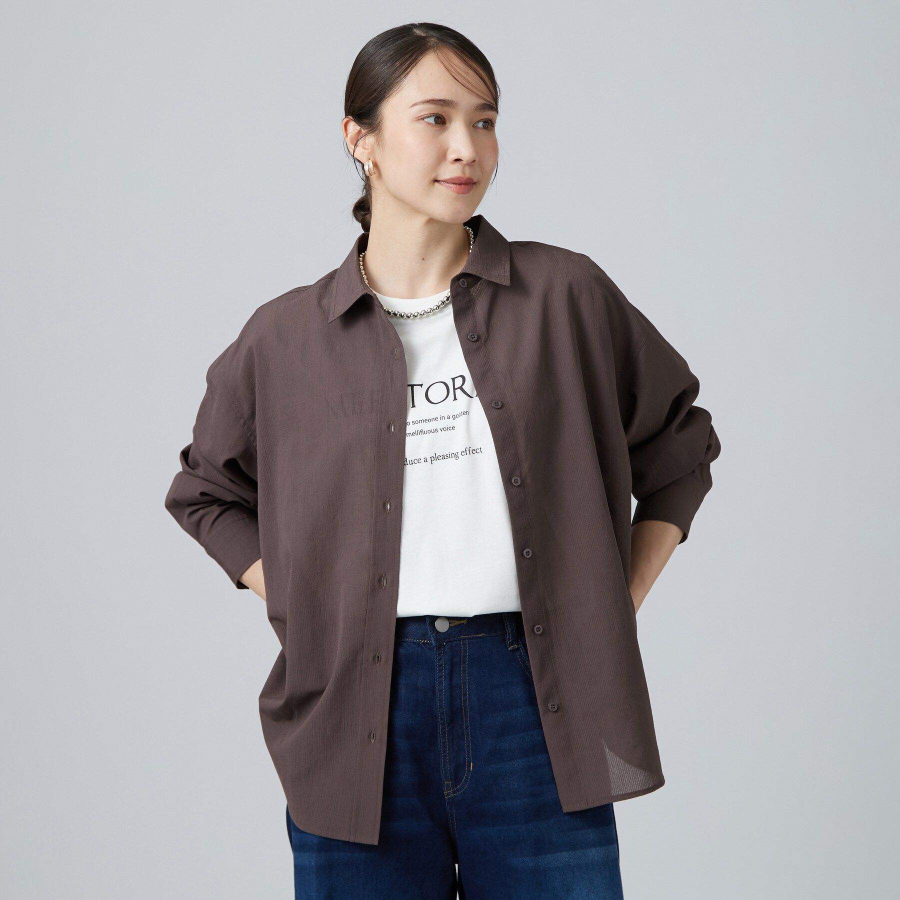 SHOO･LA･RUE「【通気性〇/S-LL/洗濯機可】レギュラーカラーシャツ」|シャツ・ブラウス|