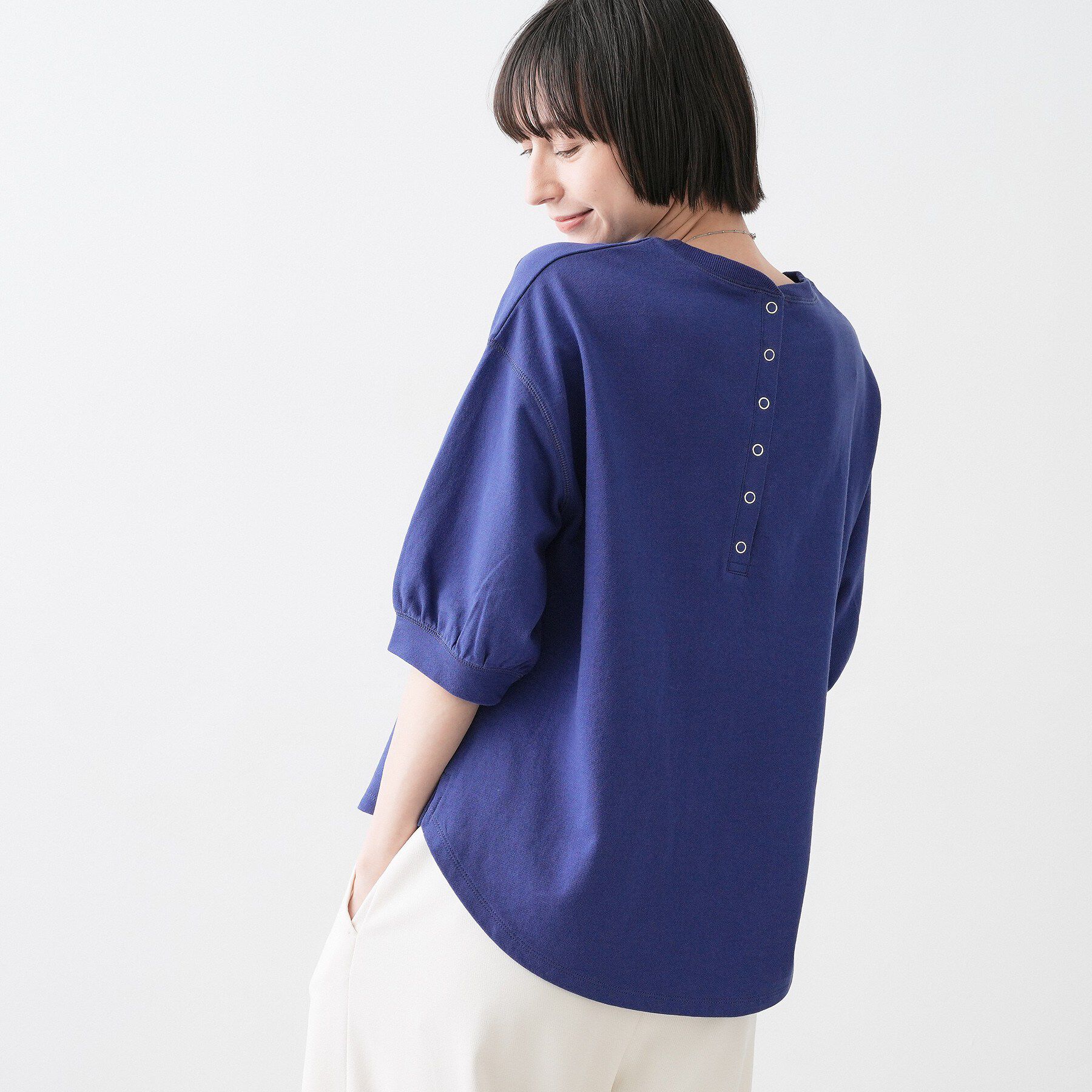 Dessin「【360度可愛い】バックヘンリーカットソー5分袖」|Tシャツ・カットソー|