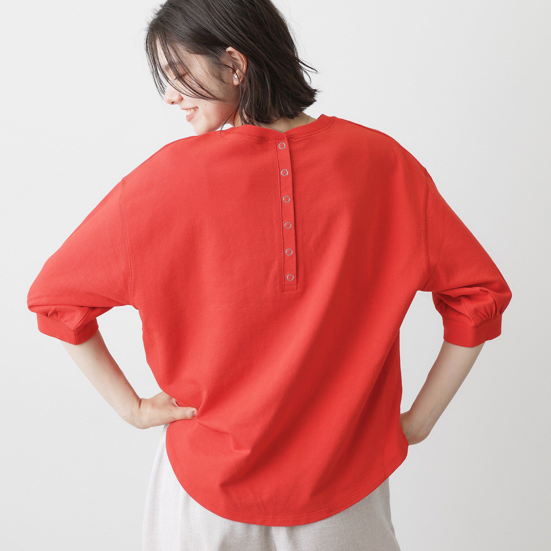 Dessin「【360度可愛い】バックヘンリーカットソー5分袖」|Tシャツ・カットソー|