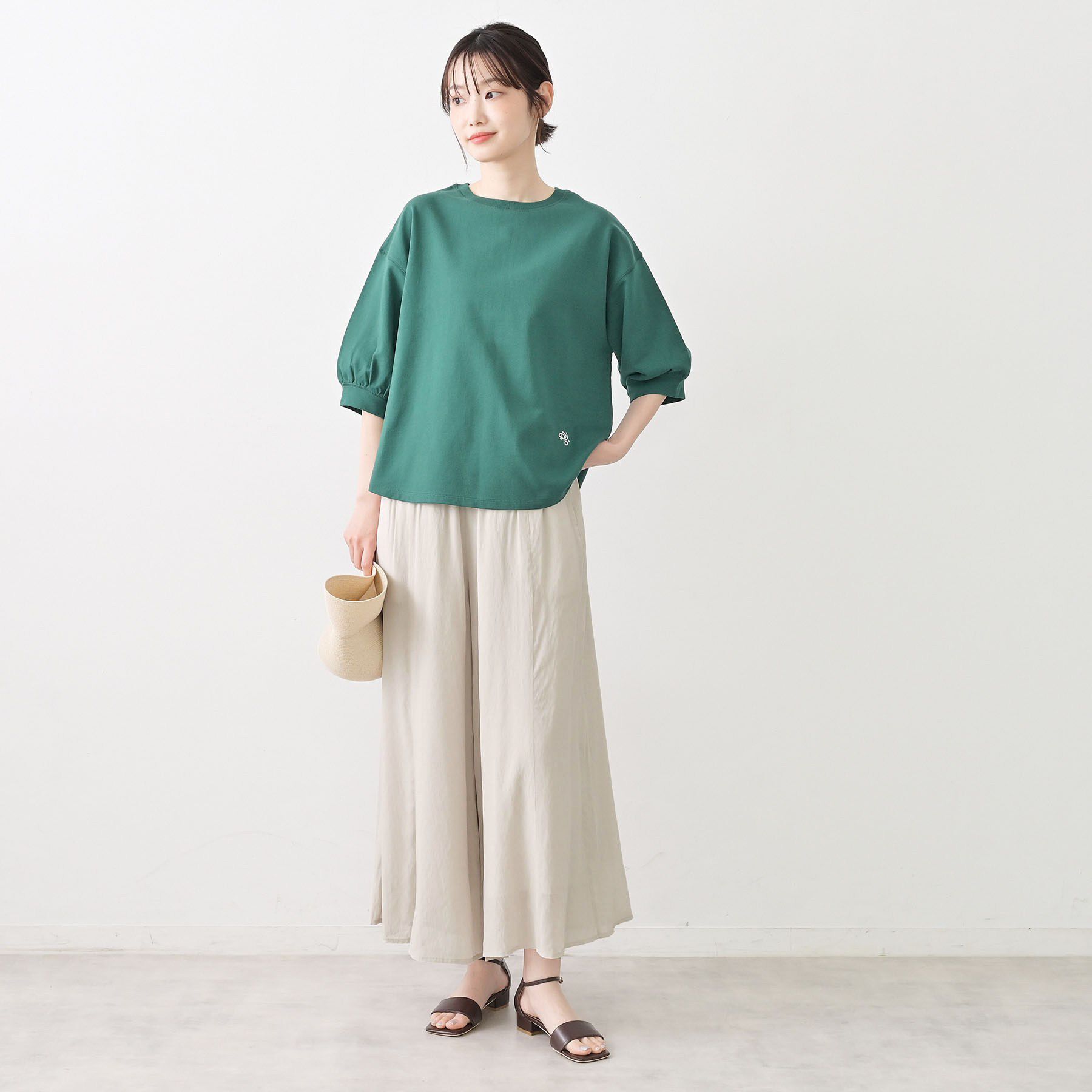 Dessin「【360度可愛い】バックヘンリーカットソー5分袖」|Tシャツ・カットソー|