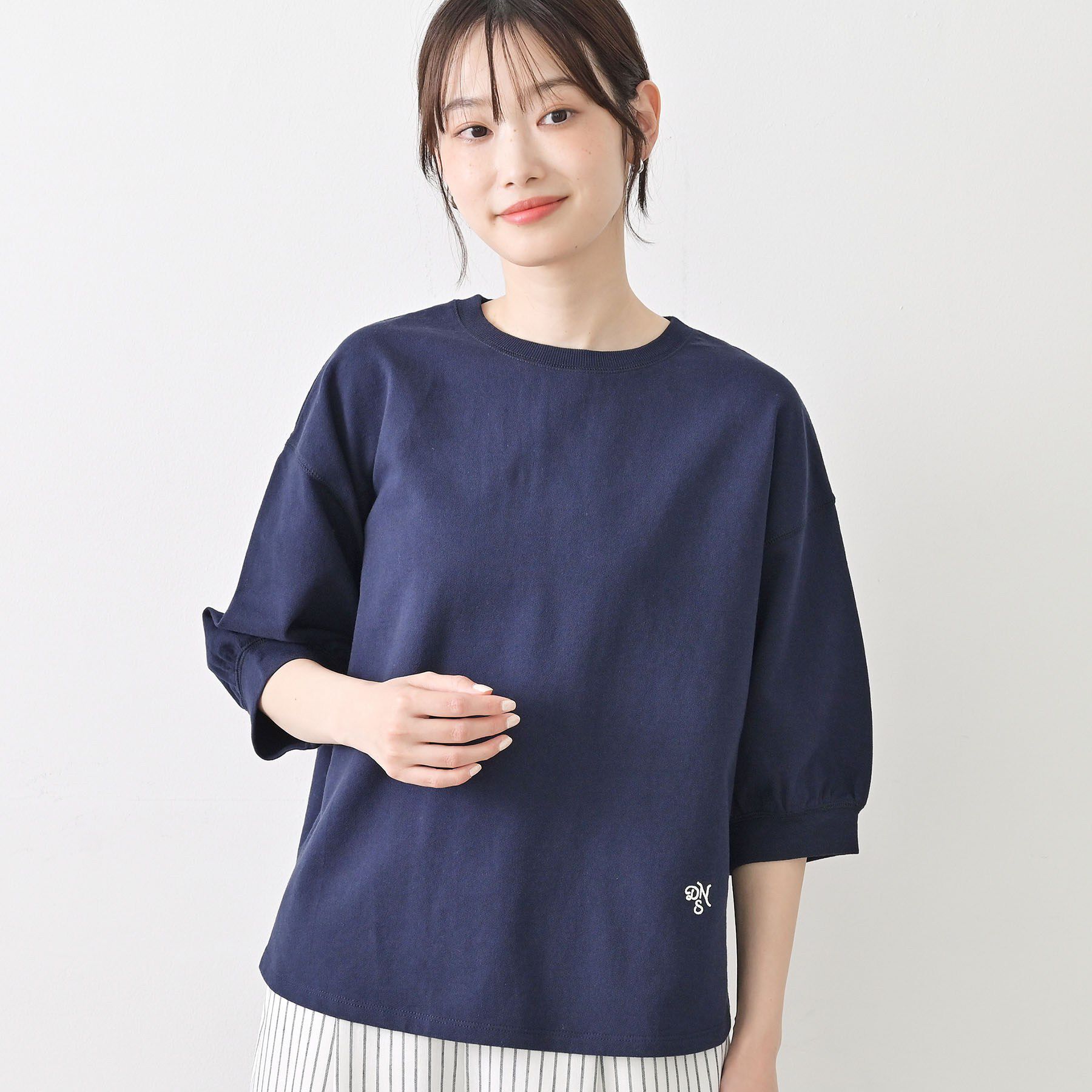 Dessin「【360度可愛い】バックヘンリーカットソー5分袖」|Tシャツ・カットソー|