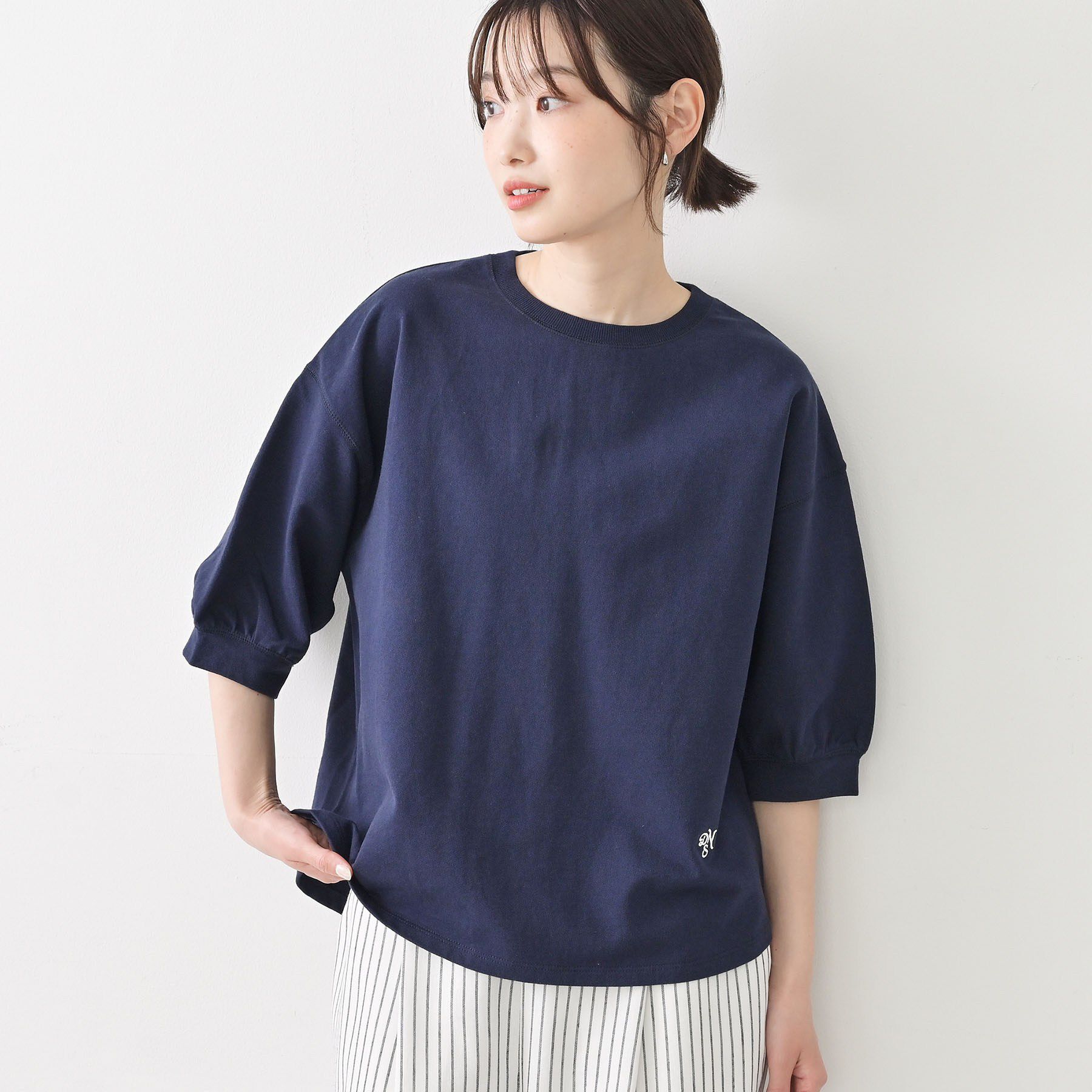Dessin「【360度可愛い】バックヘンリーカットソー5分袖」|Tシャツ・カットソー|