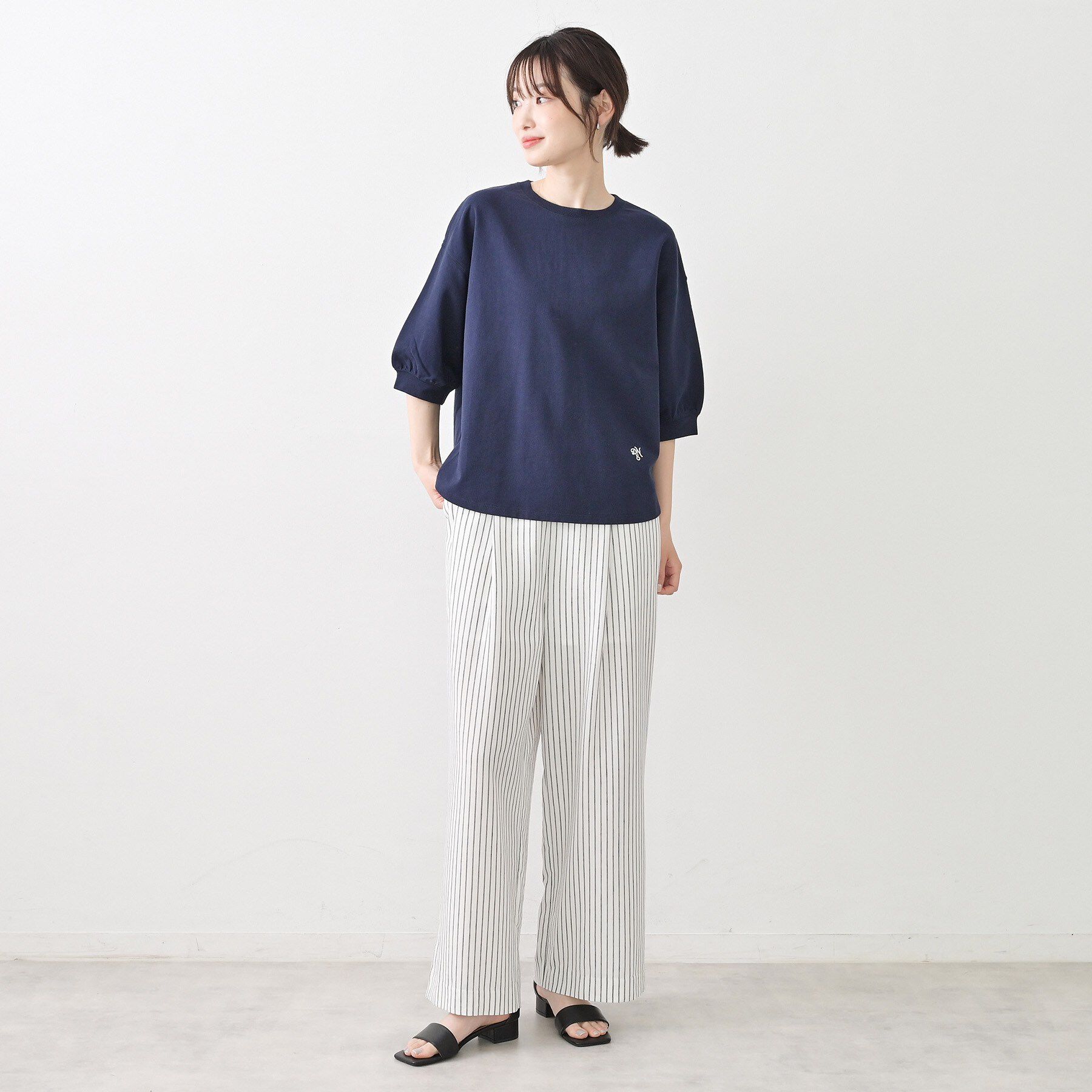 Dessin「【360度可愛い】バックヘンリーカットソー5分袖」|Tシャツ・カットソー|