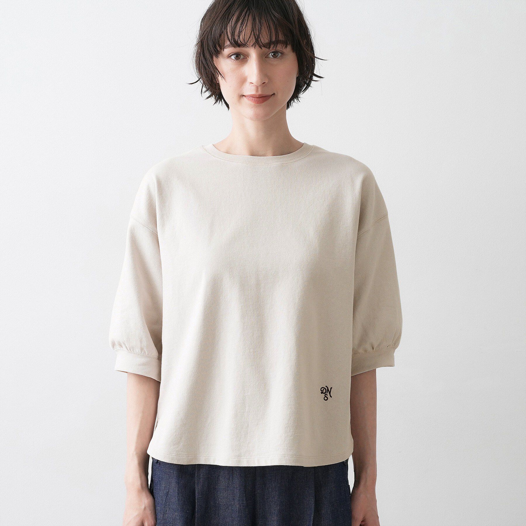 Dessin「【360度可愛い】バックヘンリーカットソー5分袖」|Tシャツ・カットソー|
