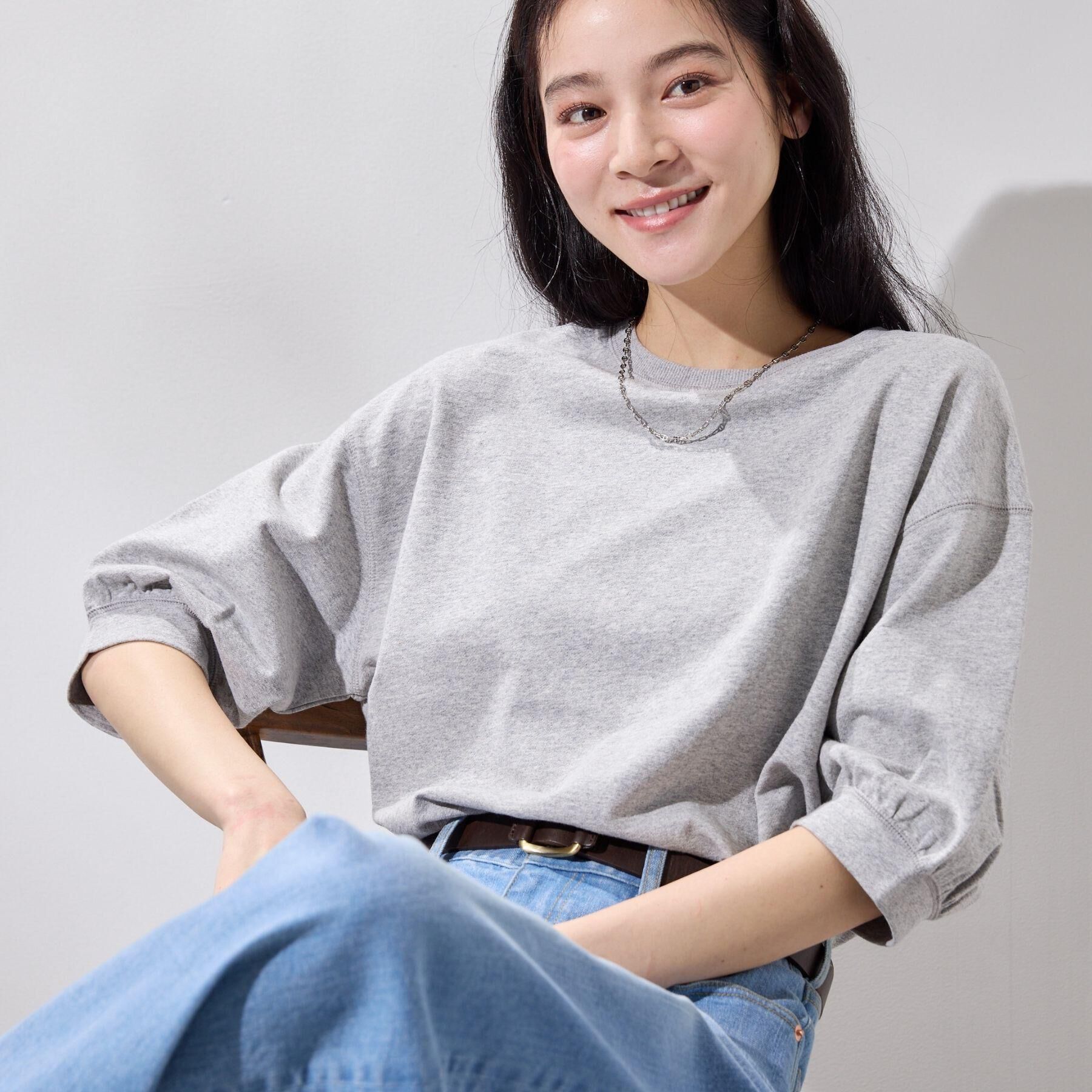 Dessin「【360度可愛い】バックヘンリーカットソー5分袖」|Tシャツ・カットソー|
