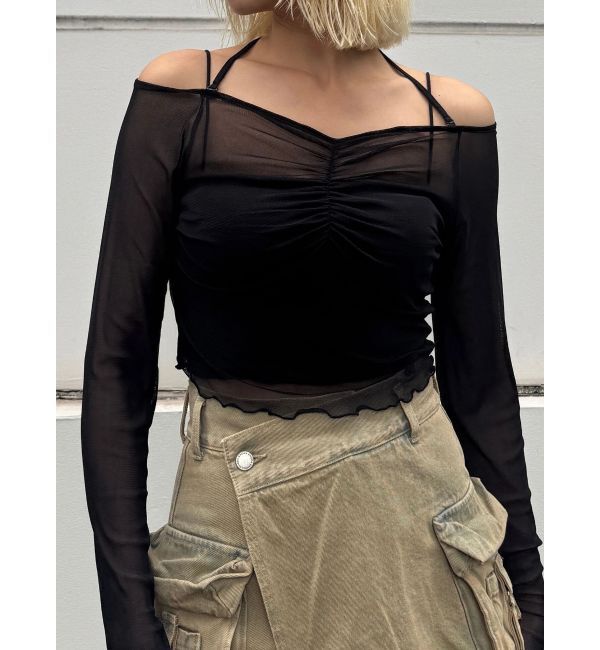EMODA「ストラップシアートップス」|Tシャツ・カットソー|ブラック