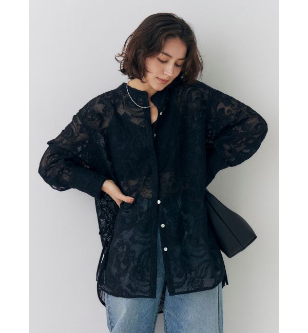Ungrid「レース刺繍ルーズシャツ」|シャツ・ブラウス|ブラック