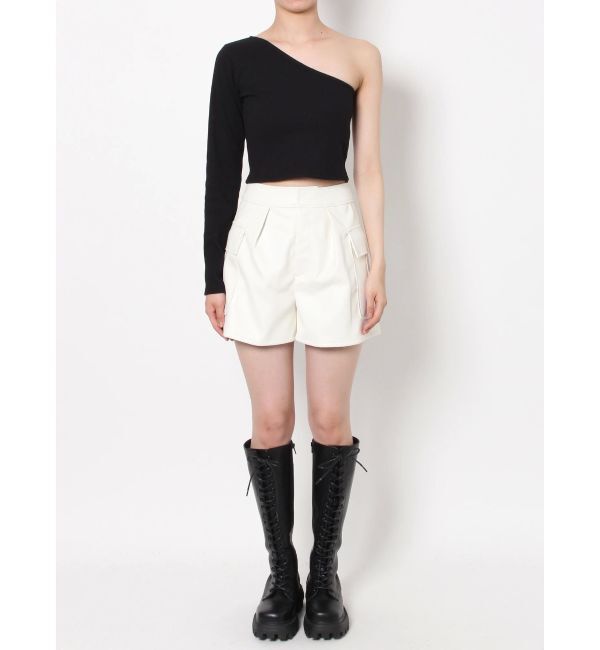 EVRIS「ワンショルダークロップドトップス」|Tシャツ・カットソー|