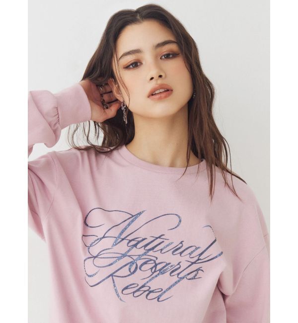EVRIS「オーバーサイズラインストーングラフィックロンT」|Tシャツ・カットソー|
