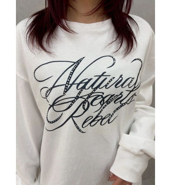 EVRIS「オーバーサイズラインストーングラフィックロンT」|Tシャツ・カットソー|
