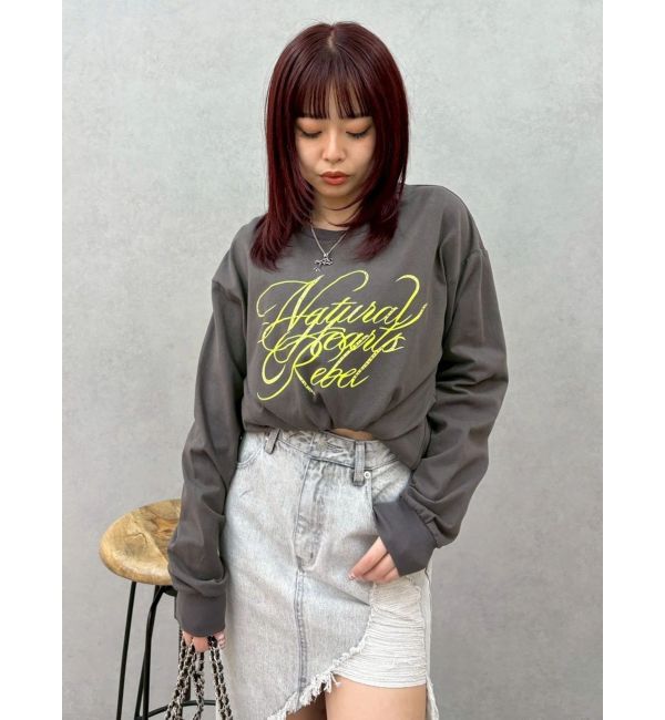 EVRIS「オーバーサイズラインストーングラフィックロンT」|Tシャツ・カットソー|