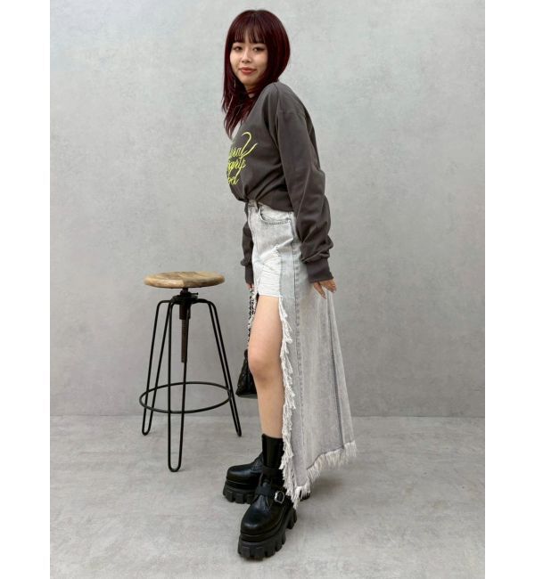 EVRIS「オーバーサイズラインストーングラフィックロンT」|Tシャツ・カットソー|