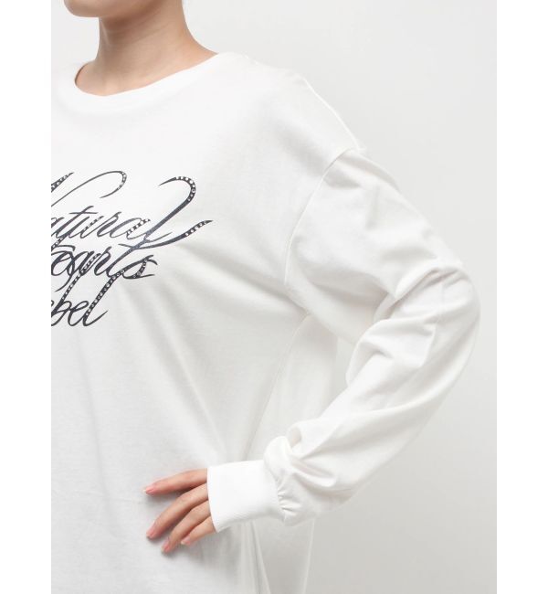 EVRIS「オーバーサイズラインストーングラフィックロンT」|Tシャツ・カットソー|
