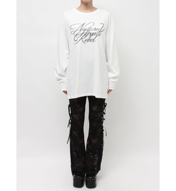 EVRIS「オーバーサイズラインストーングラフィックロンT」|Tシャツ・カットソー|