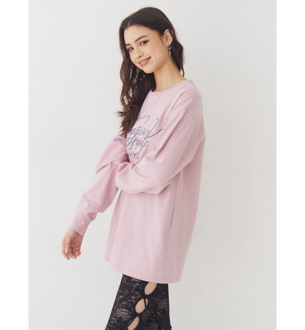 EVRIS「オーバーサイズラインストーングラフィックロンT」|Tシャツ・カットソー|