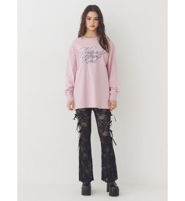 EVRIS「オーバーサイズラインストーングラフィックロンT」|Tシャツ・カットソー|