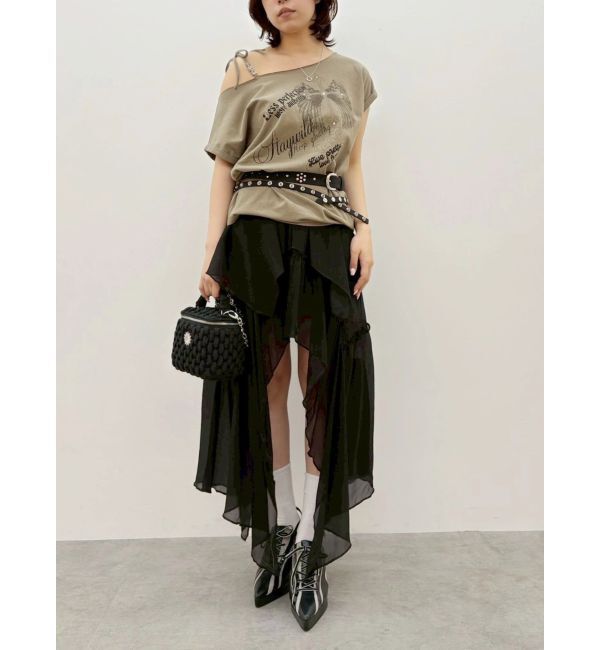 EVRIS「モチーフワンショルダーグラフィックトップス」|Tシャツ・カットソー|