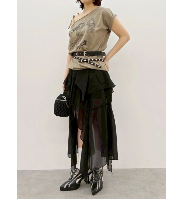 EVRIS「モチーフワンショルダーグラフィックトップス」|Tシャツ・カットソー|